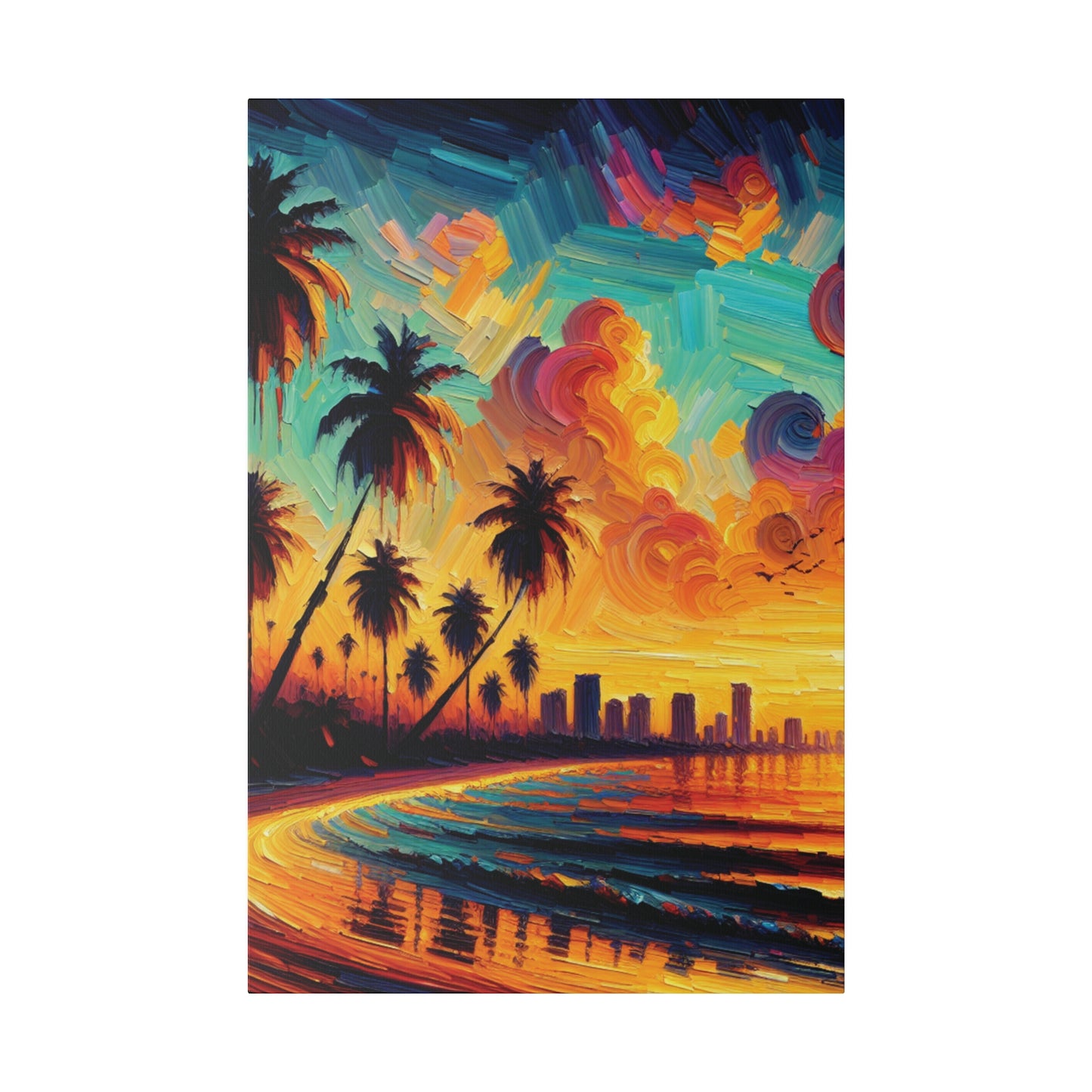 3726Z - miami beach art, sunset background, ocean art work, beach art work, sunset designs, miami beach painting, miami beach print