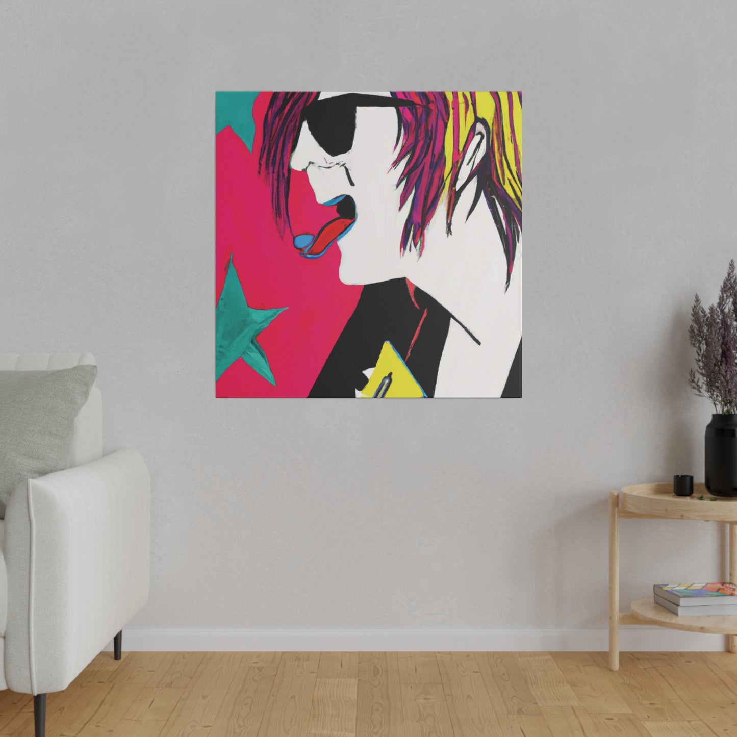 4447P - Rockstar Painting Print | Face | Abstract | Poster | Home Decor | Wall Art | Music Art | Canvas