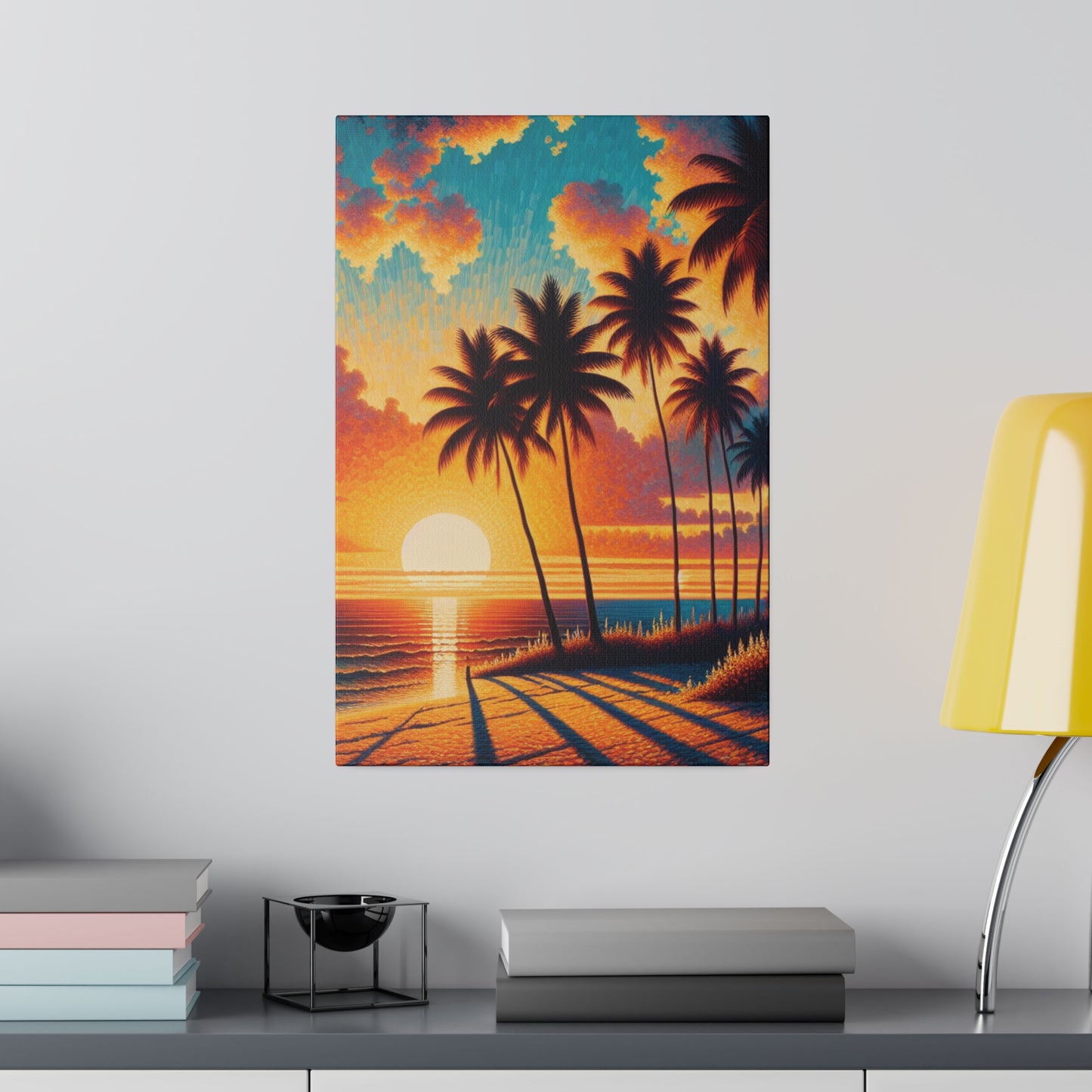 6923K - miami beach art, sunset background, ocean art work, beach art work, sunset designs, miami beach painting, miami beach print