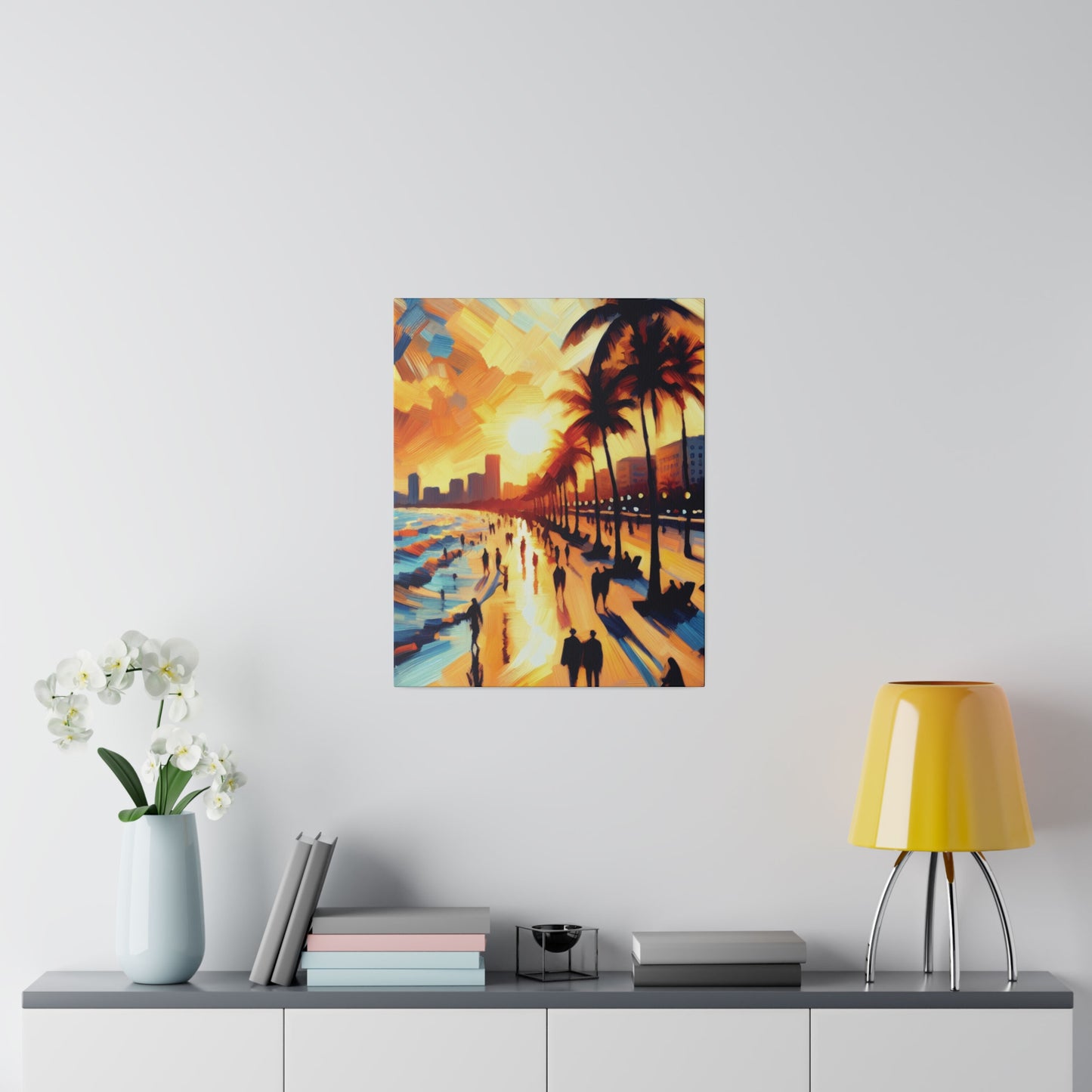 7846G - Miami Beach Sunset Painting Print | Miami | Beach | Sunset | Poster | Home Decor | Wall Art | Canvas