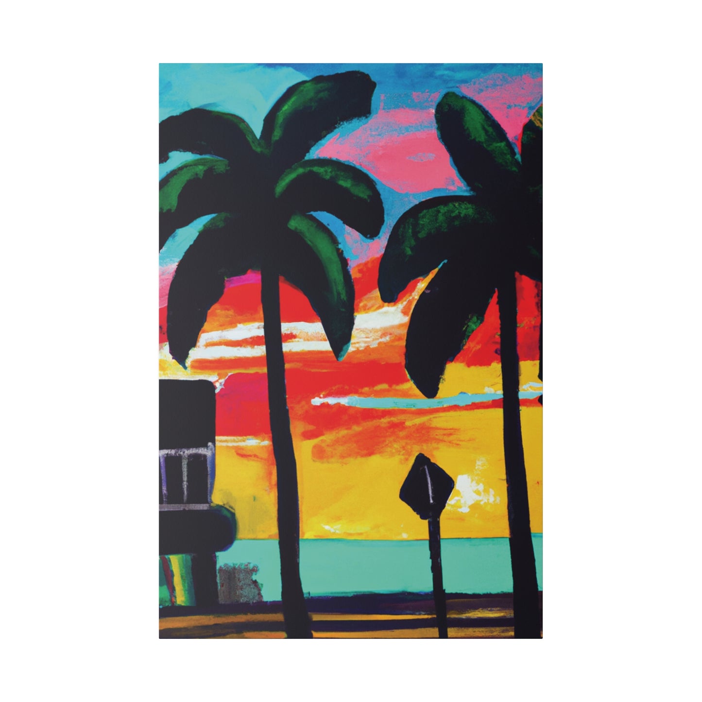 9346Y - Miami Beach Sunset Painting Print | Miami | Beach | Sunset | Poster | Home Decor | Wall Art | Canvas