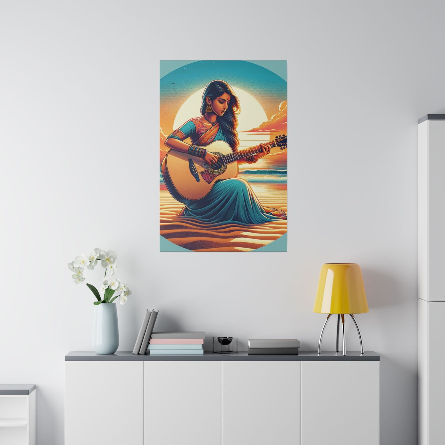 2547G - music art work, musician gift ideas, sunset background, sunset designs, ocean art work, beach art work, guitar art work, guitar player