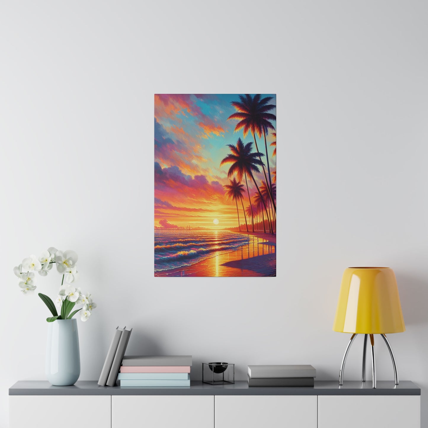 2398K - miami beach art, sunset background, ocean art work, beach art work, sunset designs, miami beach painting, miami beach print