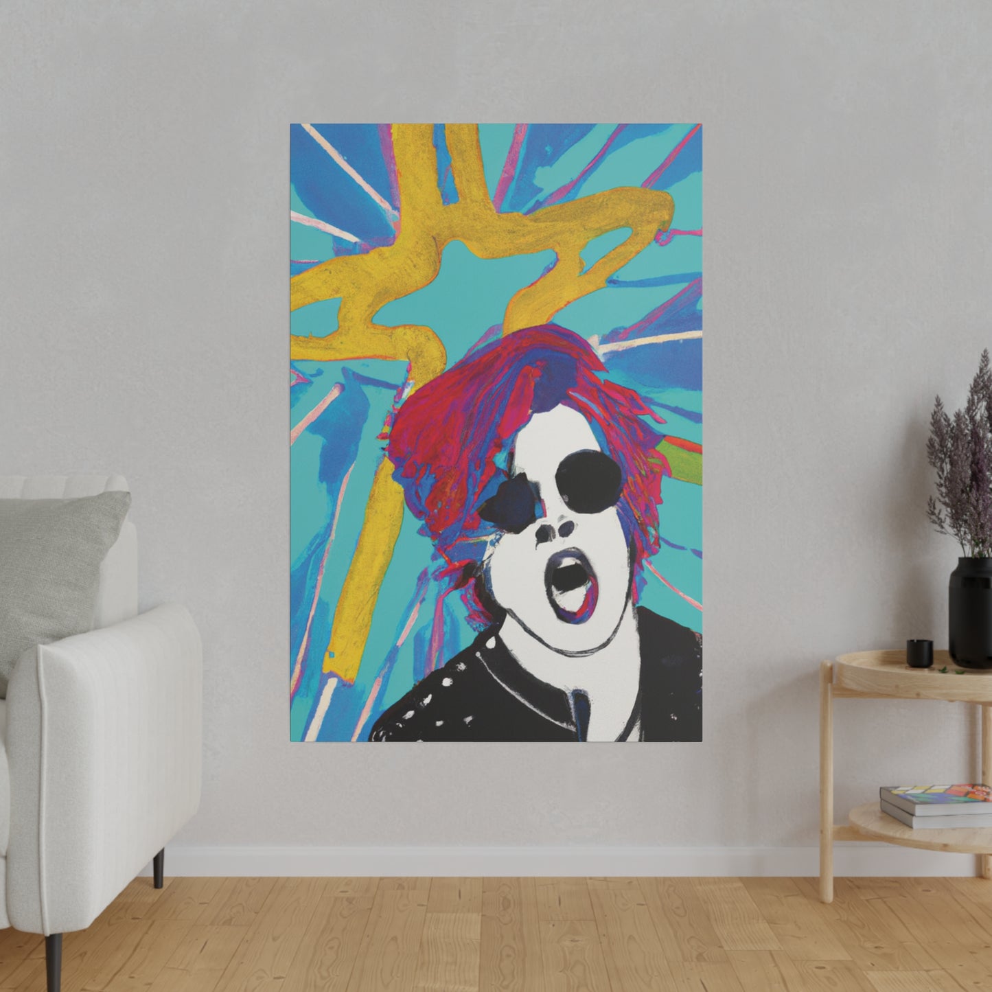 4567A - Rockstar Painting Print | Face | Abstract | Poster | Home Decor | Wall Art | Music Art | Canvas