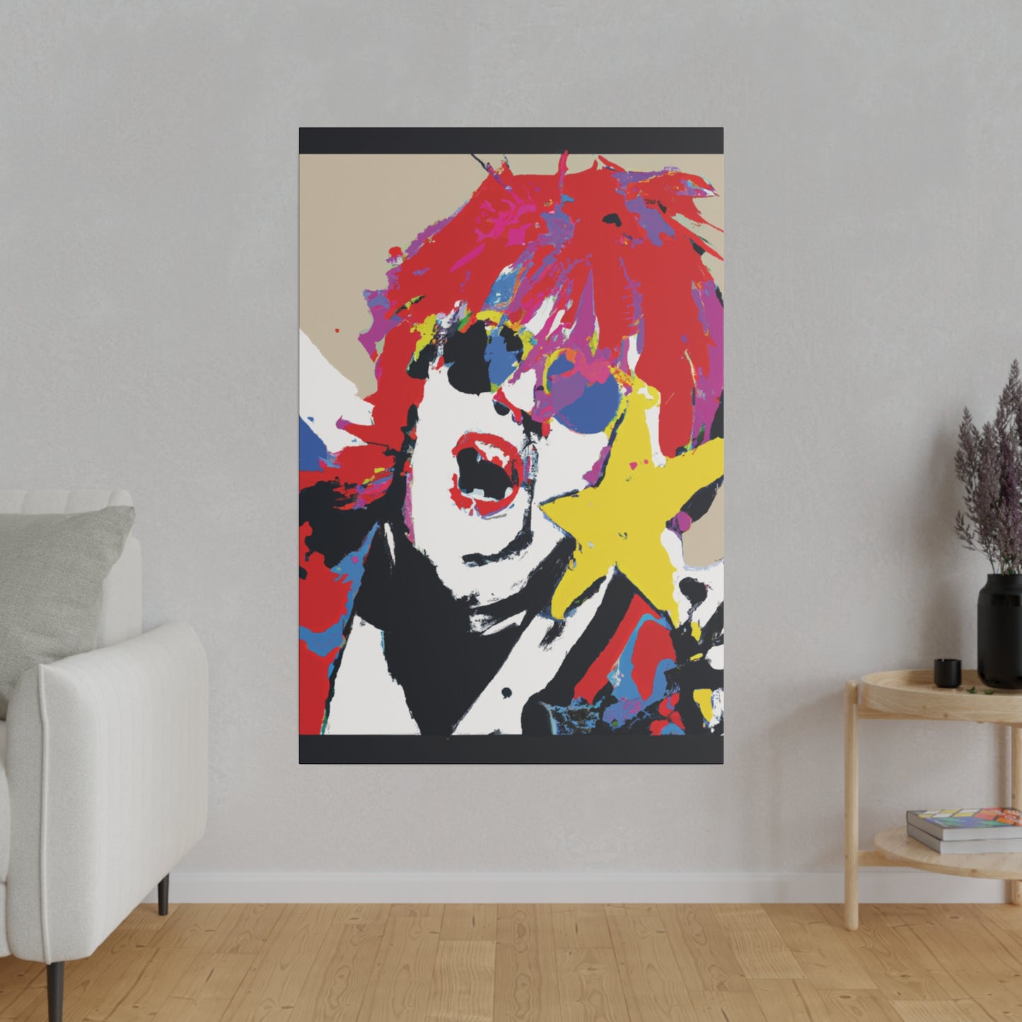 8717H - Rockstar Painting Print | Face | Abstract | Poster | Home Decor | Wall Art | Music Art | Canvas