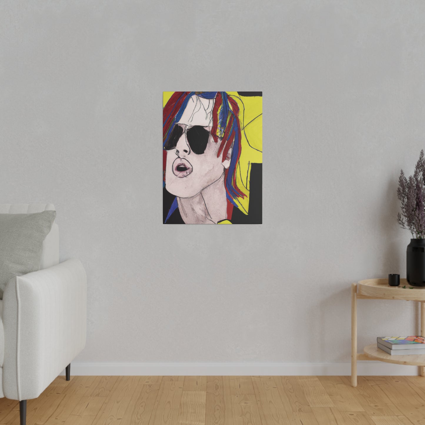 5296W - Rockstar Painting Print | Face | Abstract | Poster | Home Decor | Wall Art | Music Art | Canvas