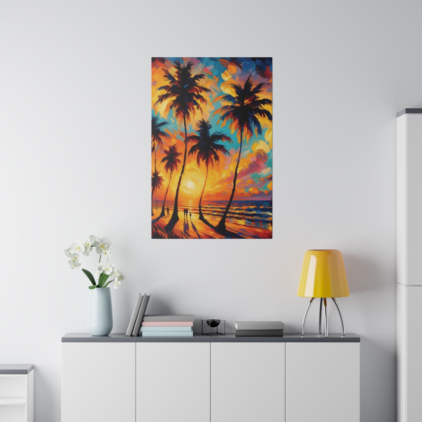 6374J - miami beach art, sunset background, ocean art work, beach art work, sunset designs, miami beach painting, miami beach print