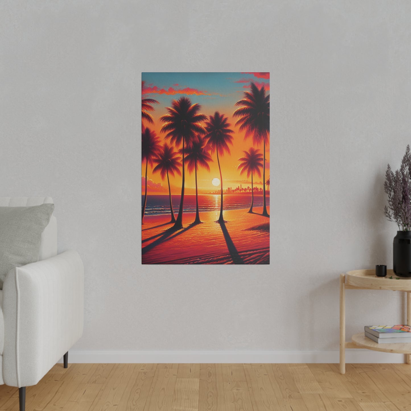 4387K - miami beach art, sunset background, ocean art work, beach art work, sunset designs, miami beach painting, miami beach print