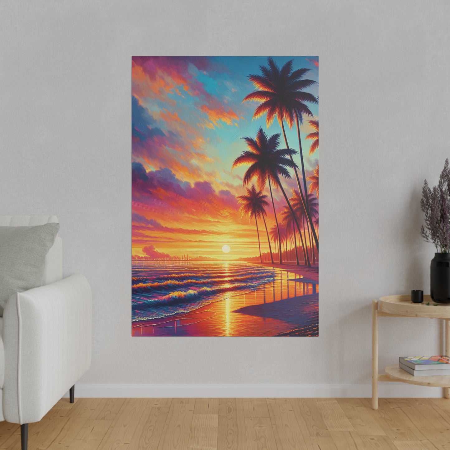 2398K - miami beach art, sunset background, ocean art work, beach art work, sunset designs, miami beach painting, miami beach print