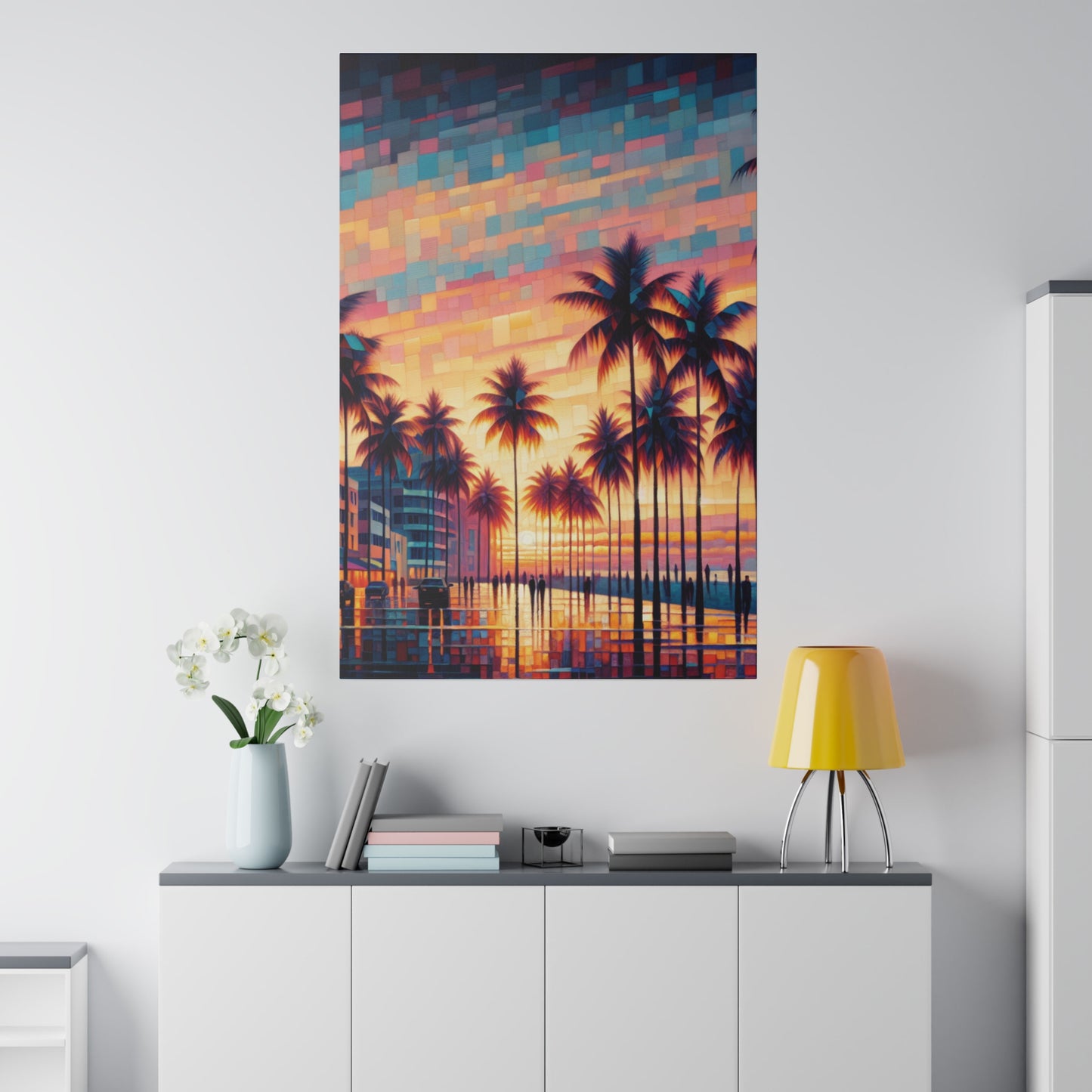 8263Z - miami beach art, sunset background, ocean art work, beach art work, sunset designs, miami beach painting, miami beach print