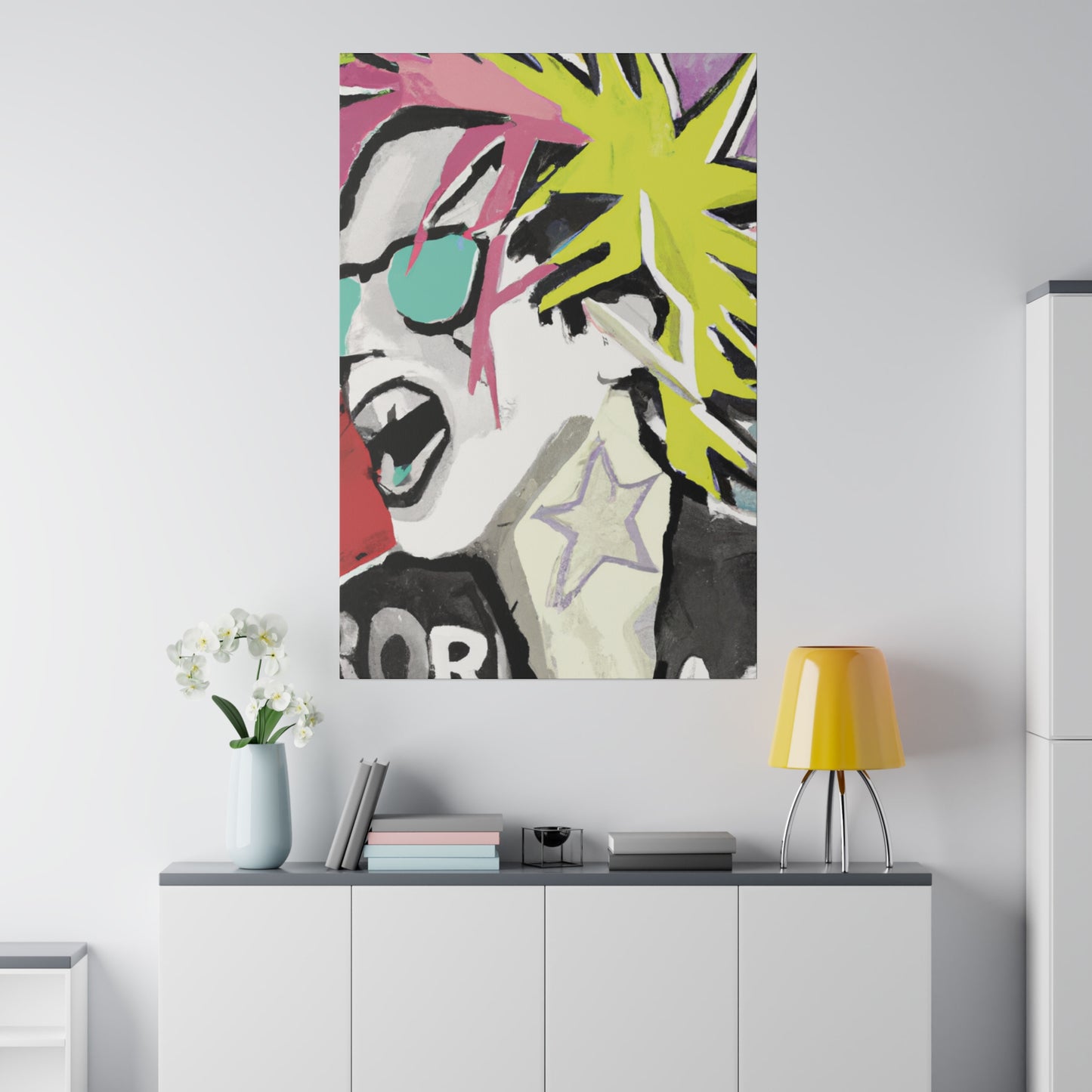 9589K - Rockstar Painting Print | Face | Abstract | Poster | Home Decor | Wall Art | Music Art | Canvas