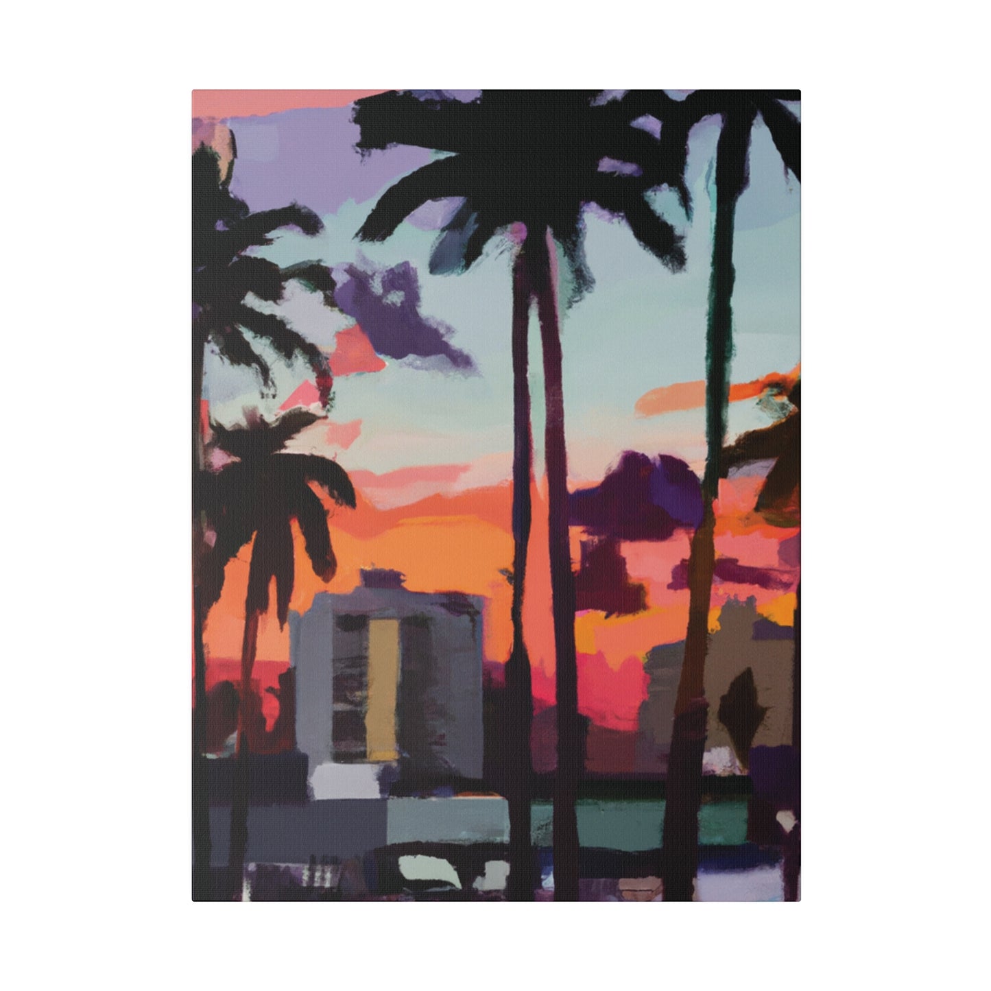 8405R - Miami Beach Sunset Painting Print | Miami | Beach | Sunset | Poster | Home Decor | Wall Art | Canvas