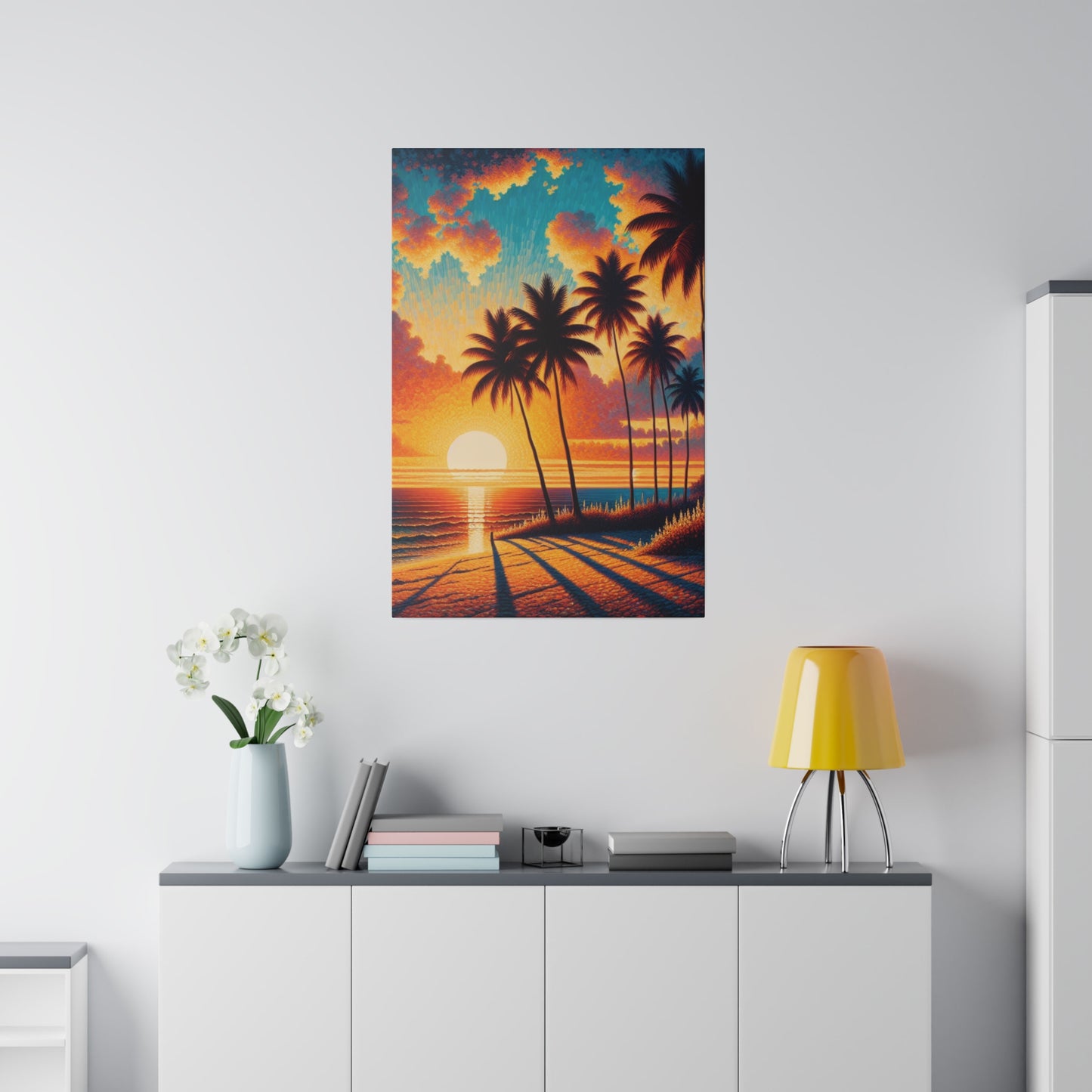 6923K - miami beach art, sunset background, ocean art work, beach art work, sunset designs, miami beach painting, miami beach print