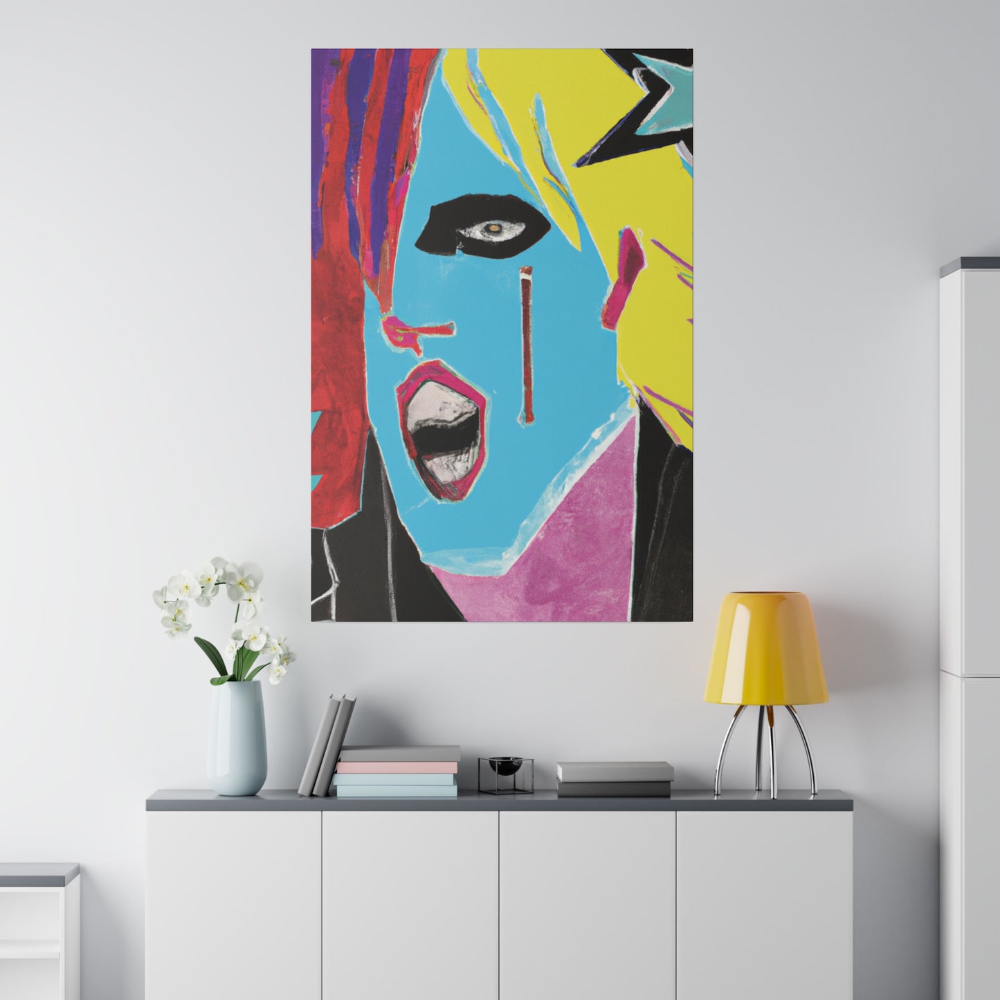 8365A - Rockstar Painting Print | Face | Abstract | Poster | Home Decor | Wall Art | Music Art | Canvas