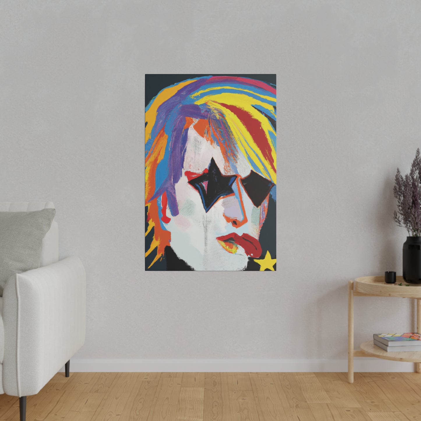 5673A - Rockstar Painting Print | Face | Abstract | Poster | Home Decor | Wall Art | Music Art | Canvas