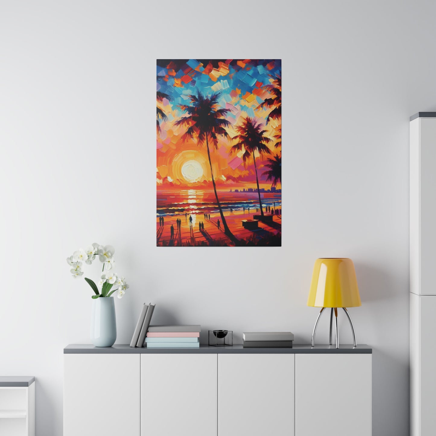 9753F - miami beach art, sunset background, ocean art work, beach art work, sunset designs, miami beach painting, miami beach print