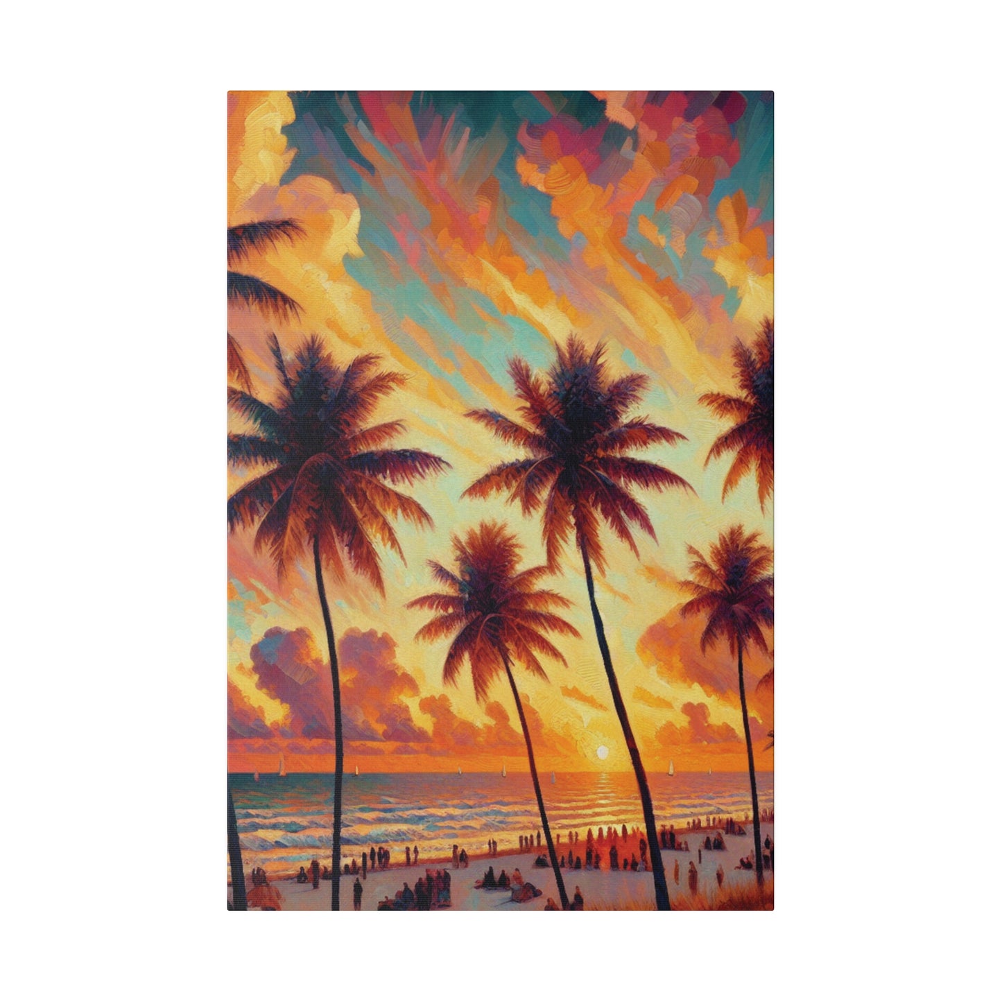 3247F - miami beach art, sunset background, ocean art work, beach art work, sunset designs, miami beach painting, miami beach print