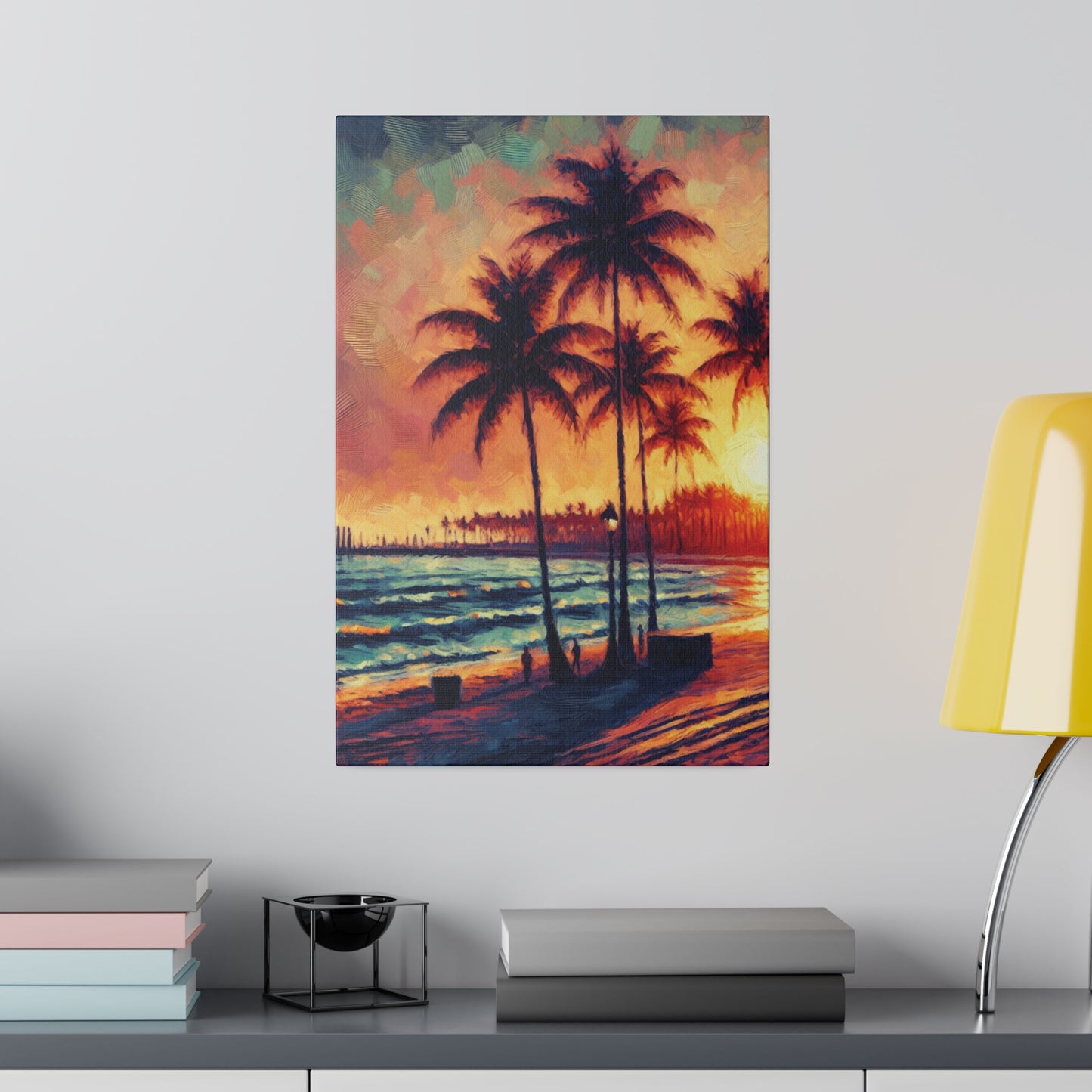 6327K - miami beach art, sunset background, ocean art work, beach art work, sunset designs, miami beach painting, miami beach print