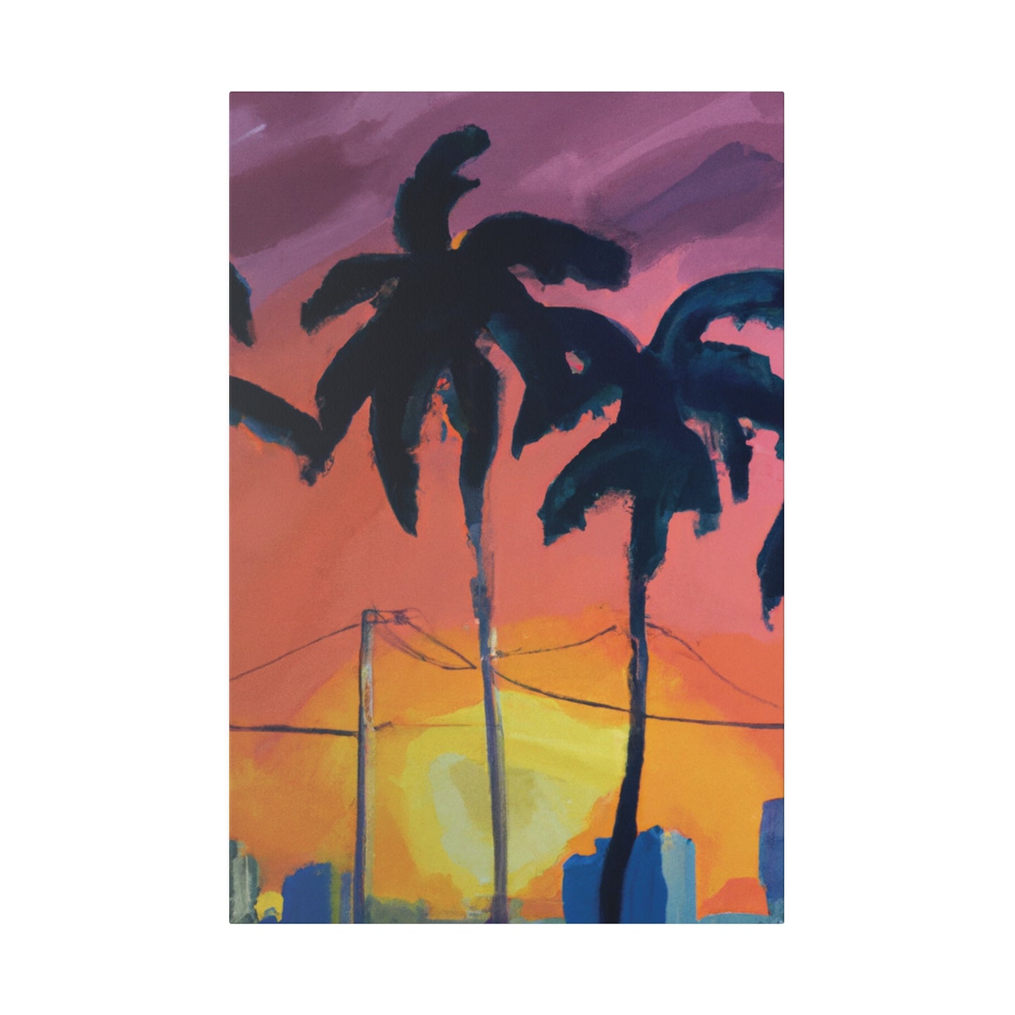 2524F - Miami Beach Sunset Painting Print | Miami | Beach | Sunset | Poster | Home Decor | Wall Art | Canvas