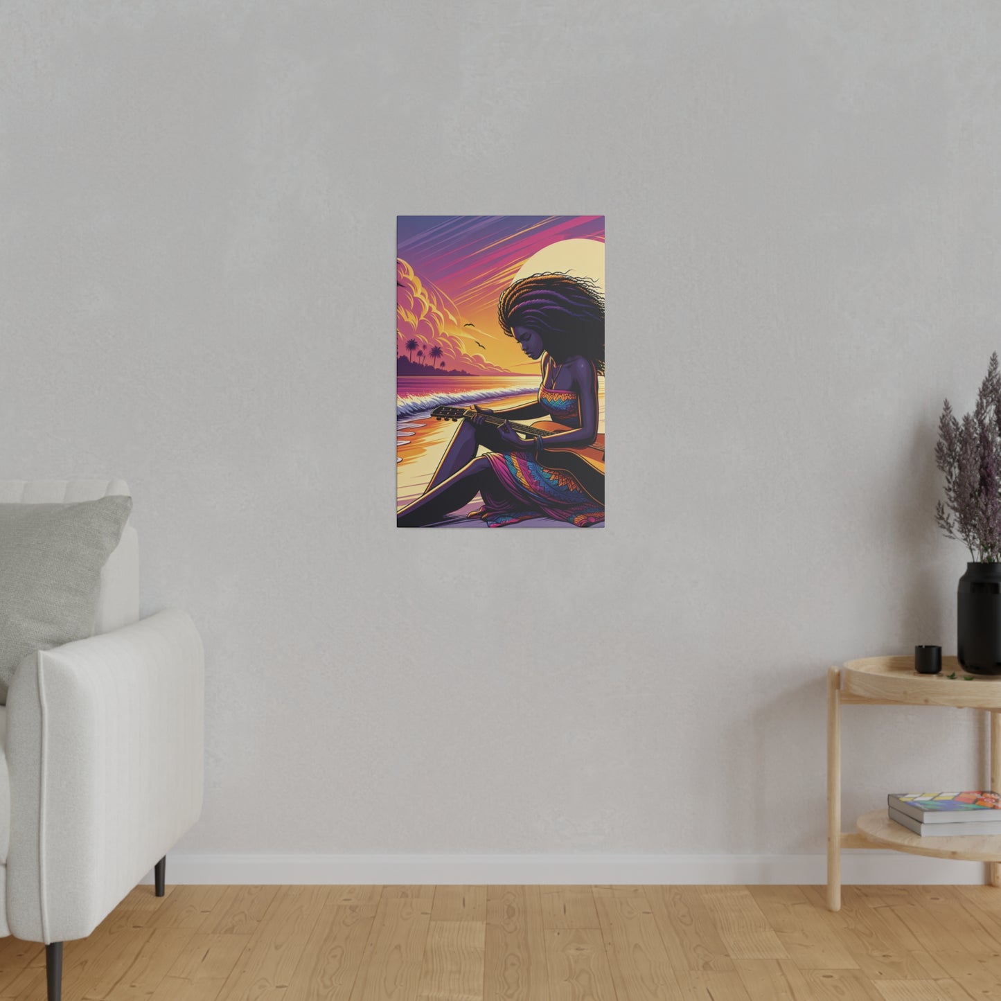 8254K - music art work, musician gift ideas, sunset background, sunset designs, ocean art work, beach art work, guitar art work, guitar player