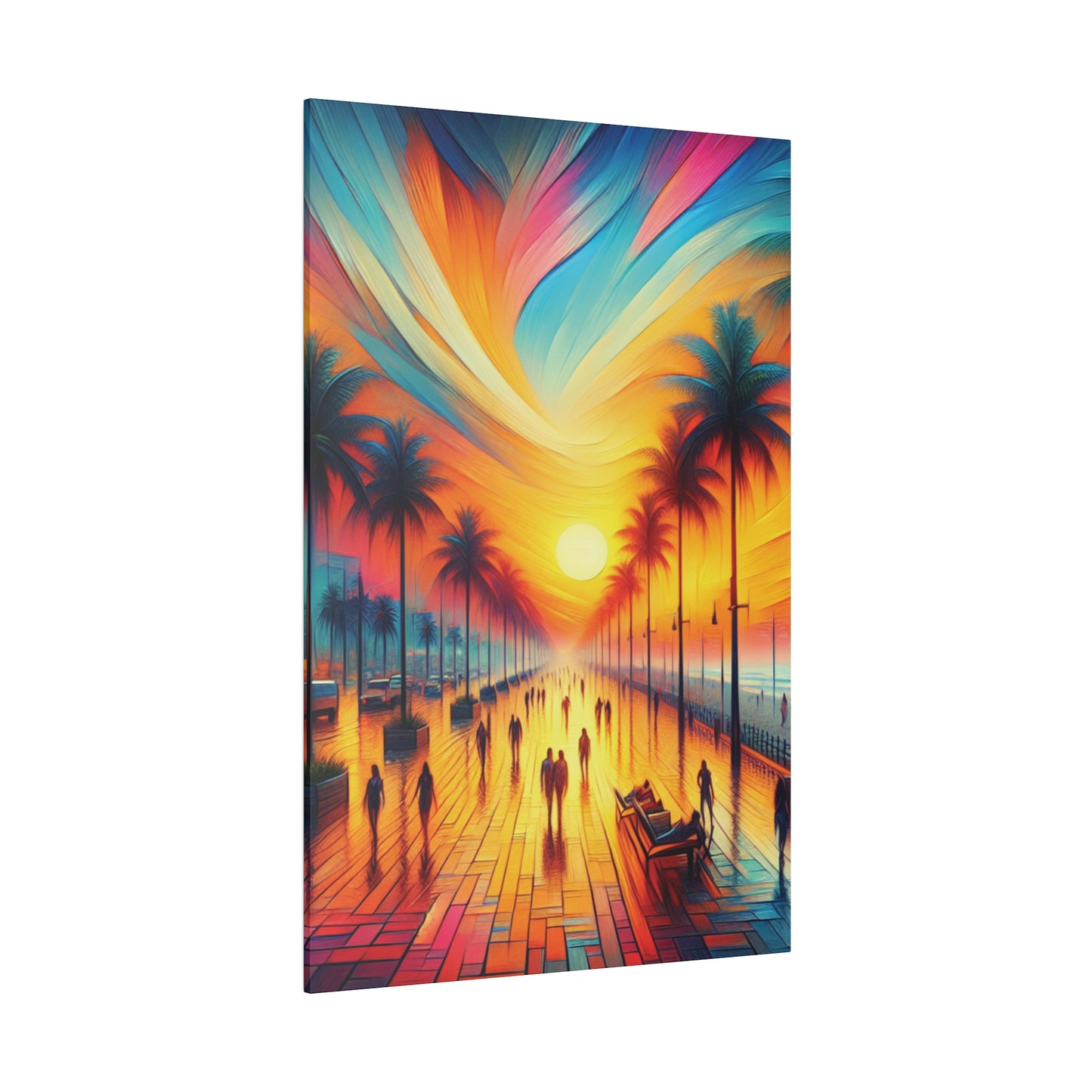 5683C - miami beach art, sunset background, ocean art work, beach art work, sunset designs, miami beach painting, miami beach print