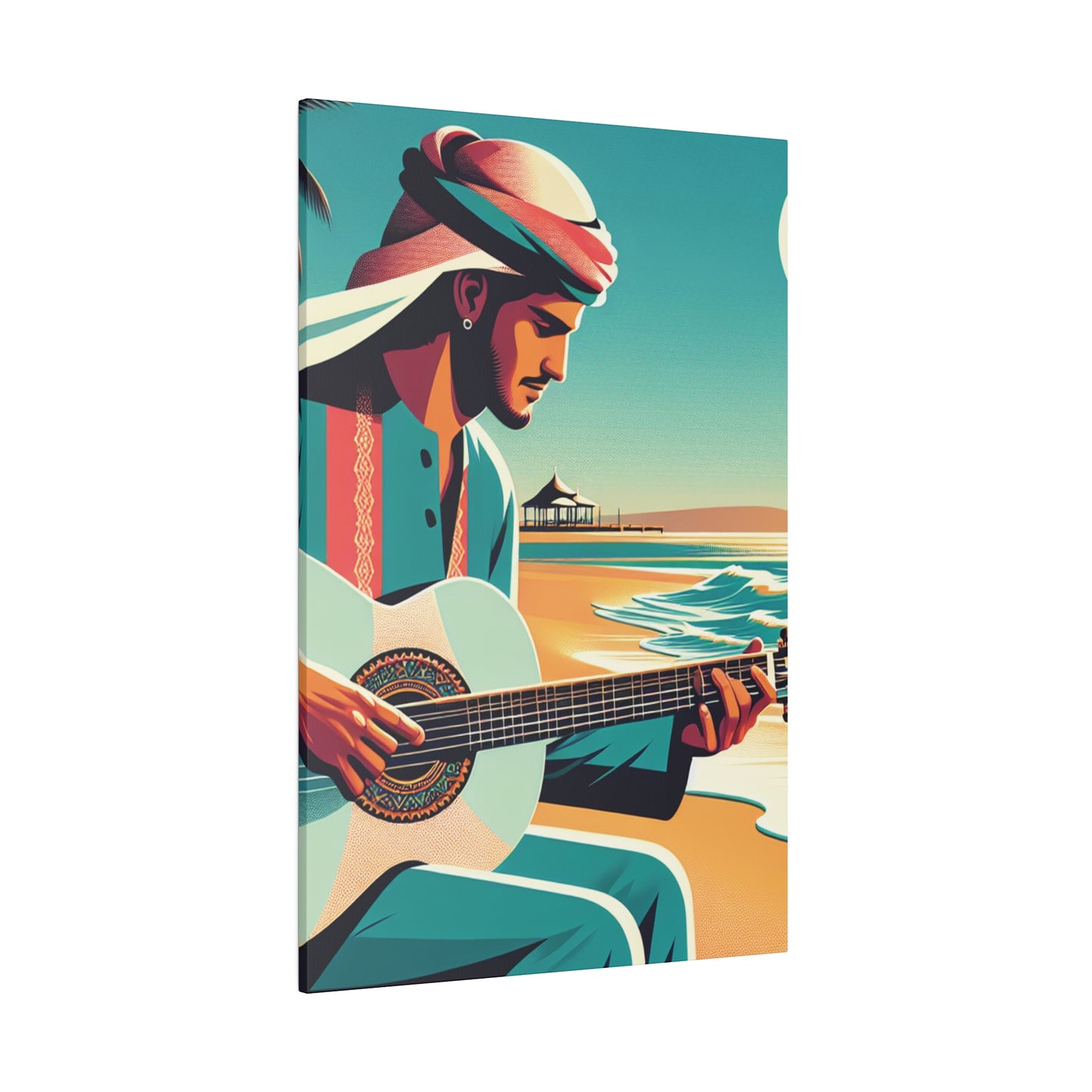 6852M - music art work, musician gift ideas, sunset background, sunset designs, ocean art work, beach art work, guitar art work, guitar player