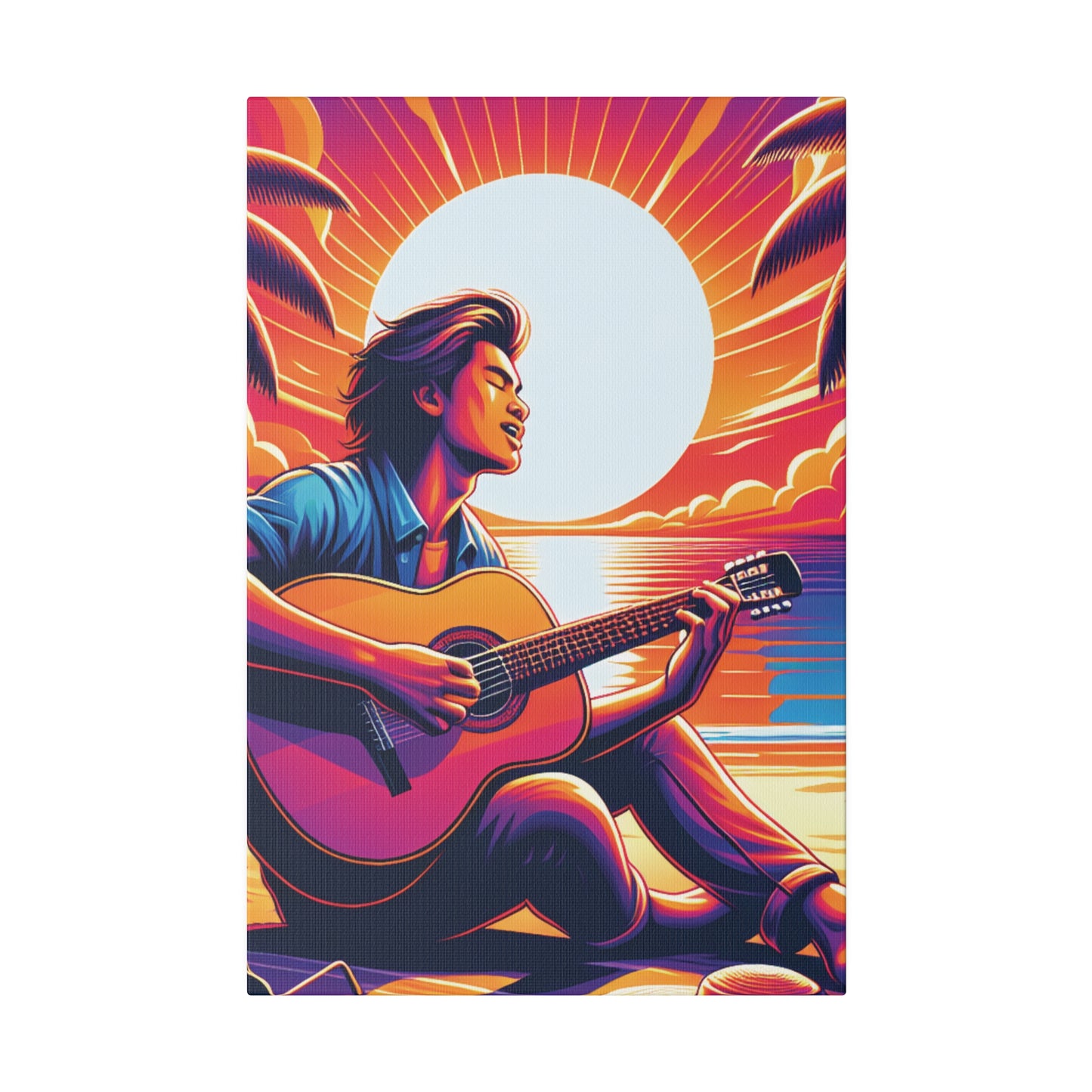 3297Z - music art work, musician gift ideas, sunset background, sunset designs, ocean art work, beach art work, guitar art work, guitar player