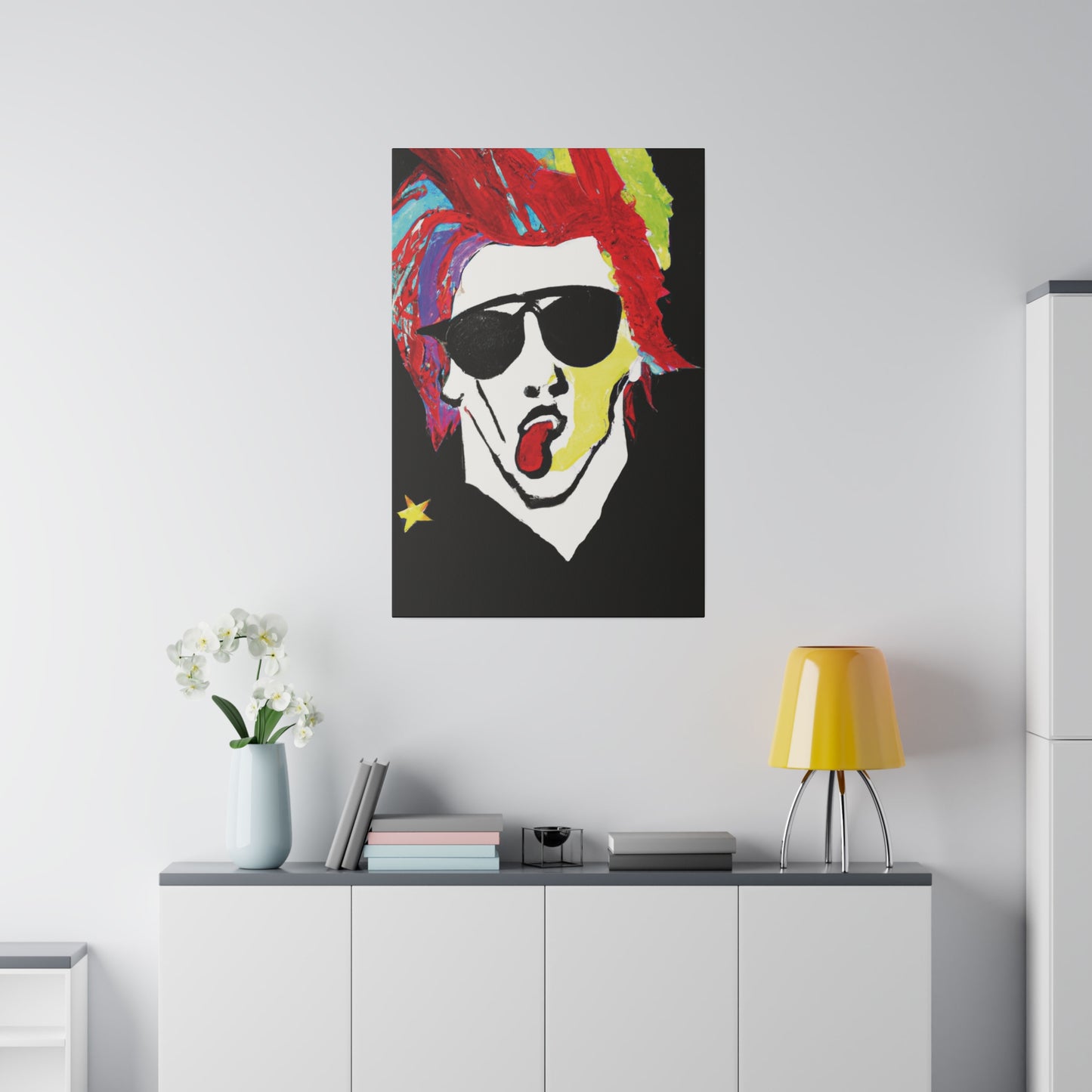 7799D - Rockstar Painting Print | Face | Abstract | Poster | Home Decor | Wall Art | Music Art | Canvas