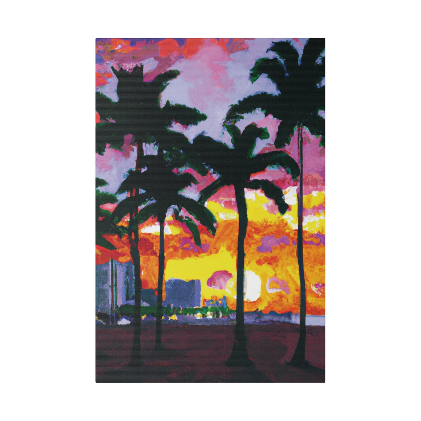 6342T - Miami Beach Sunset Painting Print | Miami | Beach | Sunset | Poster | Home Decor | Wall Art | Canvas