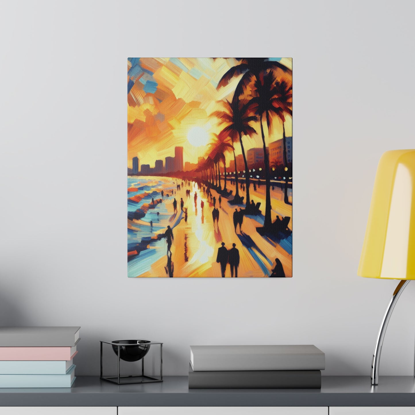 7846G - Miami Beach Sunset Painting Print | Miami | Beach | Sunset | Poster | Home Decor | Wall Art | Canvas