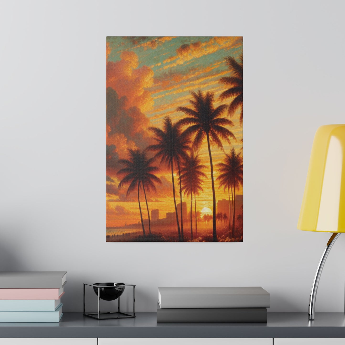 3658R - miami beach art, sunset background, ocean art work, beach art work, sunset designs, miami beach painting, miami beach print