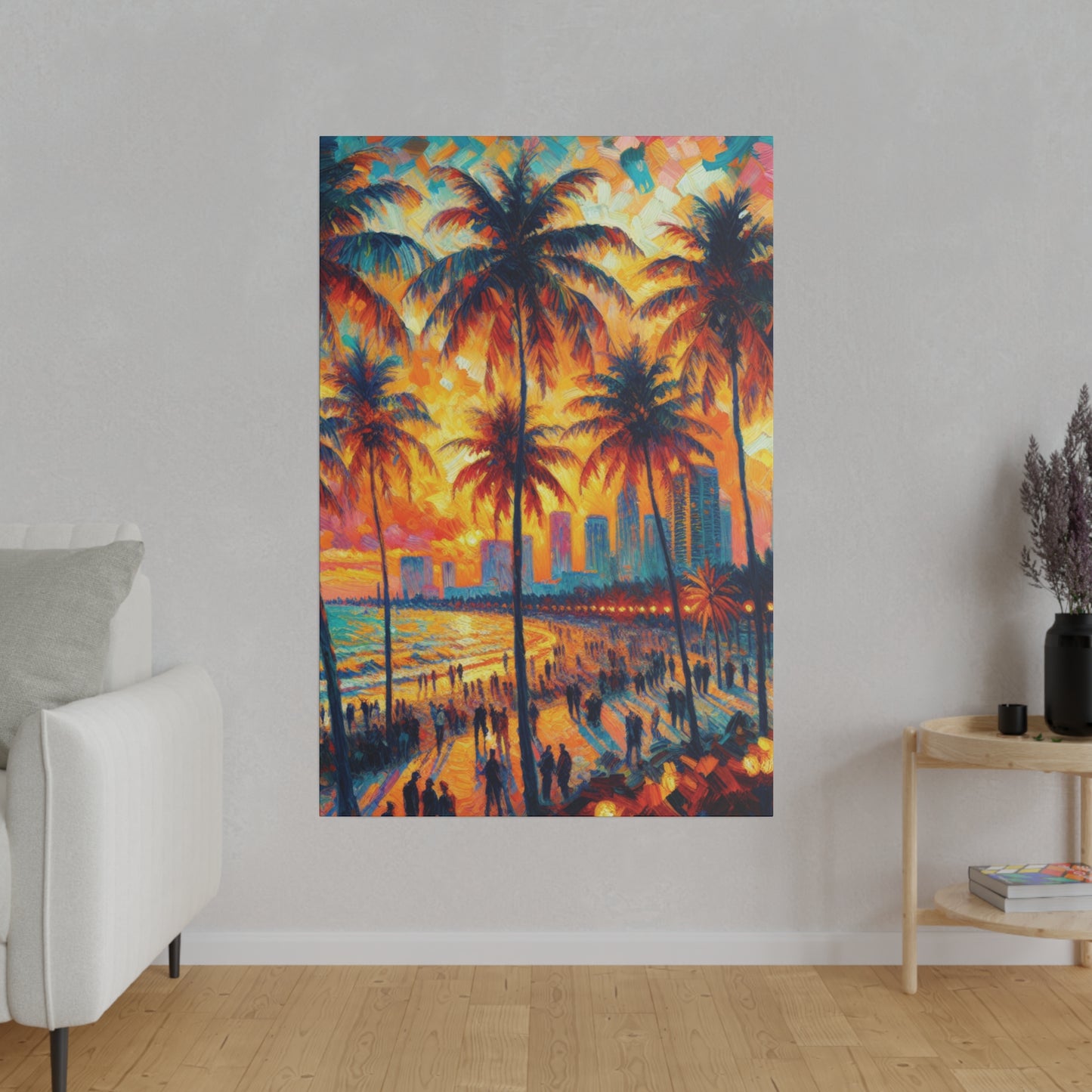 5318W - miami beach art, sunset background, ocean art work, beach art work, sunset designs, miami beach painting, miami beach print