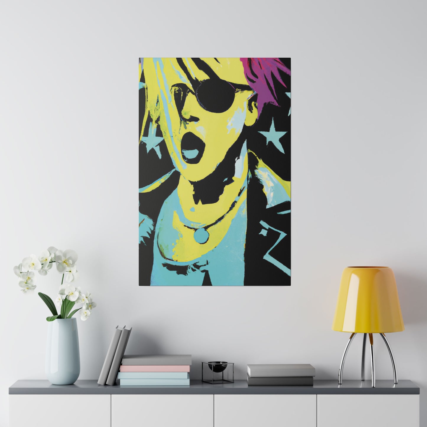 432K - Rockstar Painting Print | Face | Abstract | Poster | Home Decor | Wall Art | Music Art | Canvas