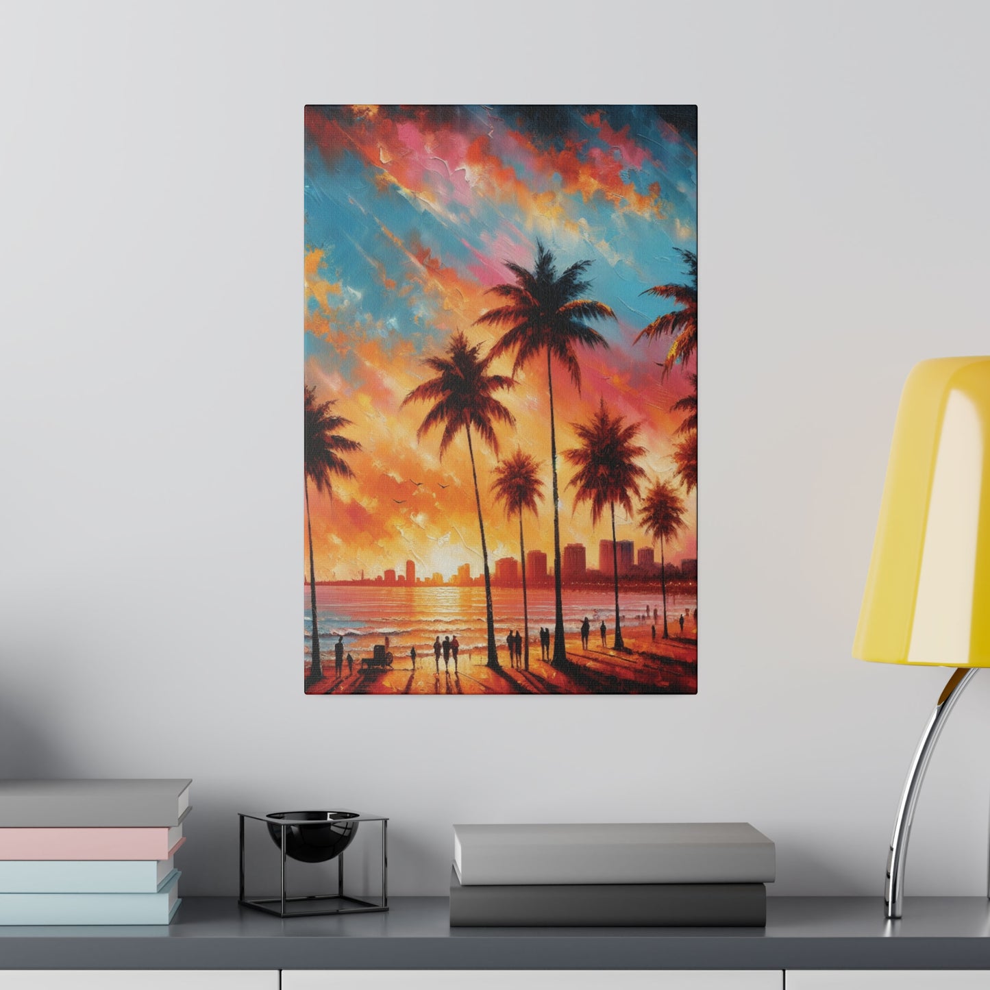 3567B - miami beach art, sunset background, ocean art work, beach art work, sunset designs, miami beach painting, miami beach print