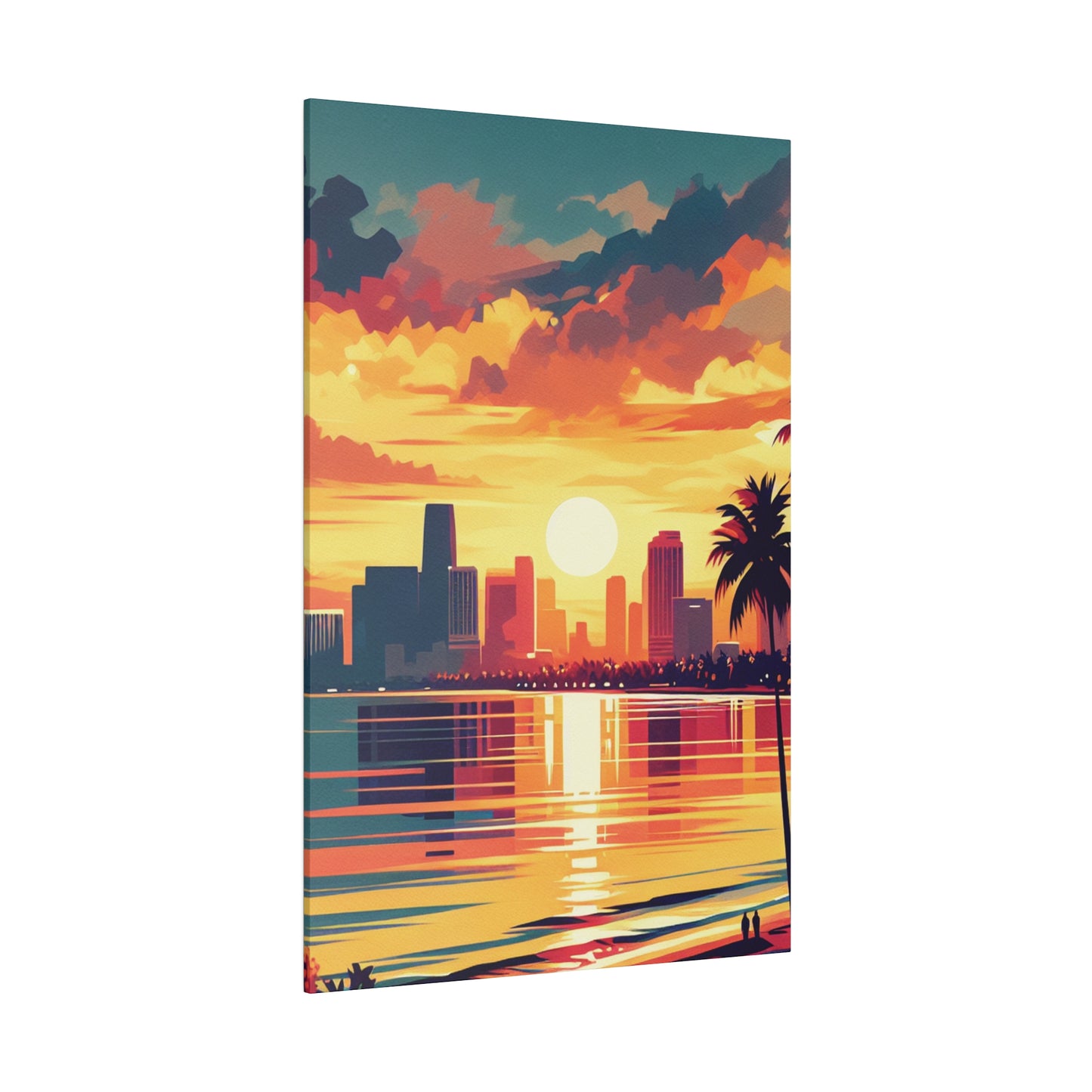 6732M - miami beach art, sunset background, ocean art work, beach art work, sunset designs, miami beach painting, miami beach print