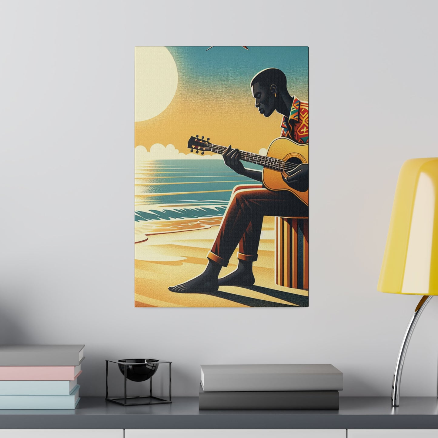 3127J - music art work, musician gift ideas, sunset background, sunset designs, ocean art work, beach art work, guitar art work, guitar player