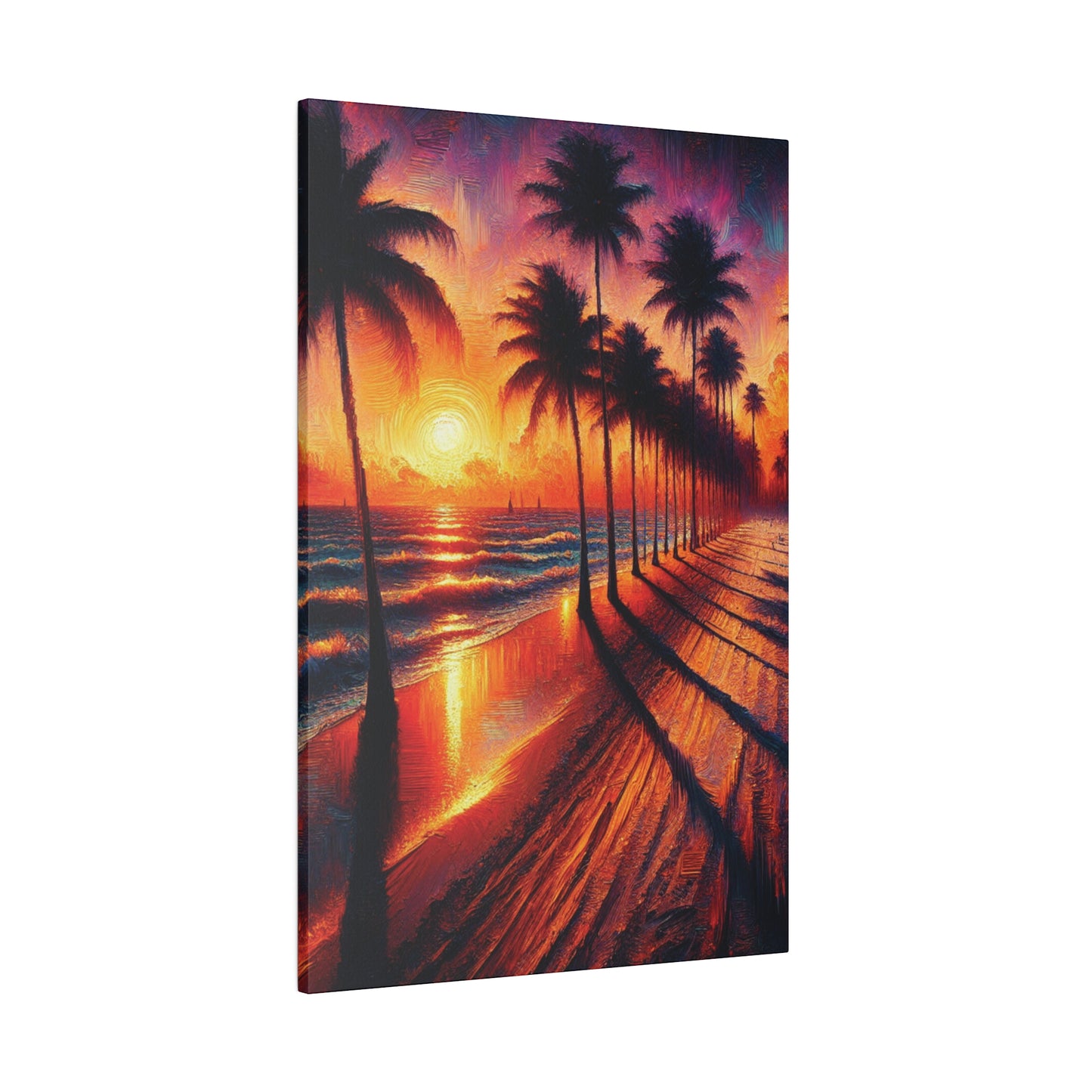 7132Q - miami beach art, sunset background, ocean art work, beach art work, sunset designs, miami beach painting, miami beach print