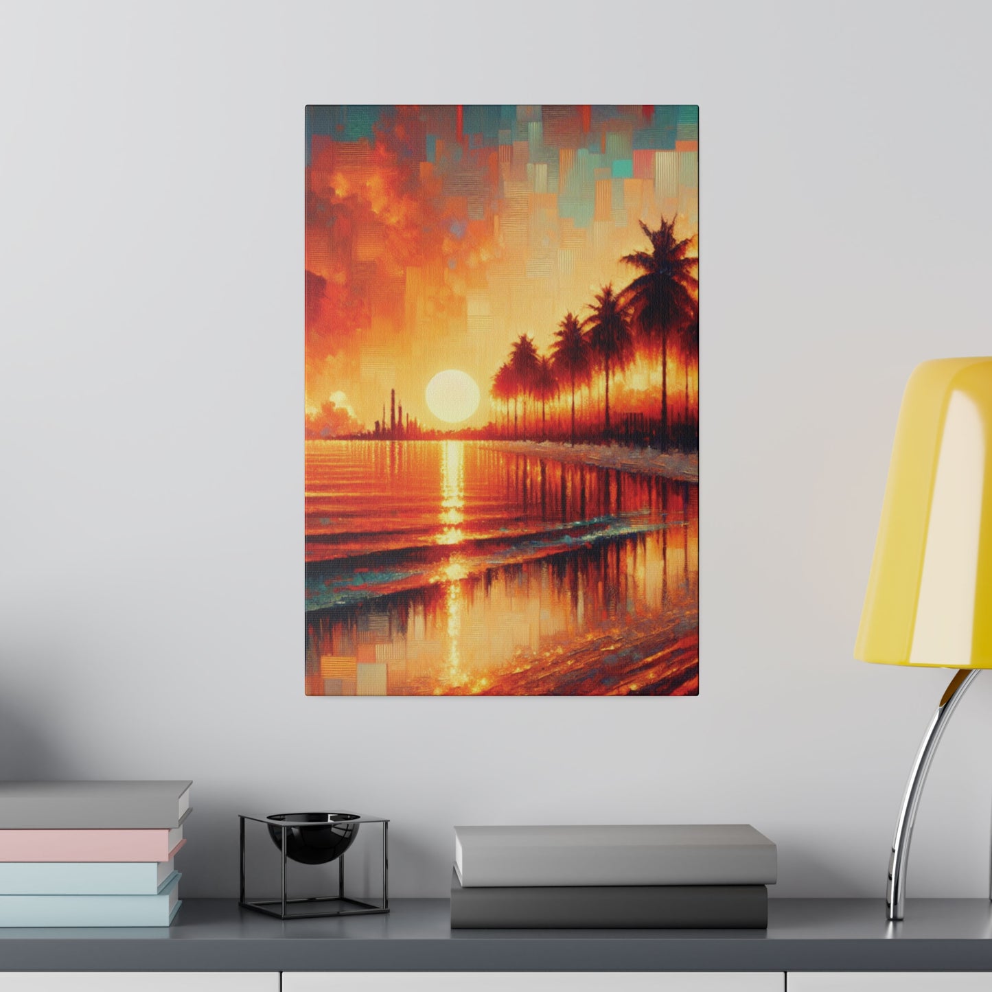 4172M - miami beach art, sunset background, ocean art work, beach art work, sunset designs, miami beach painting, miami beach print