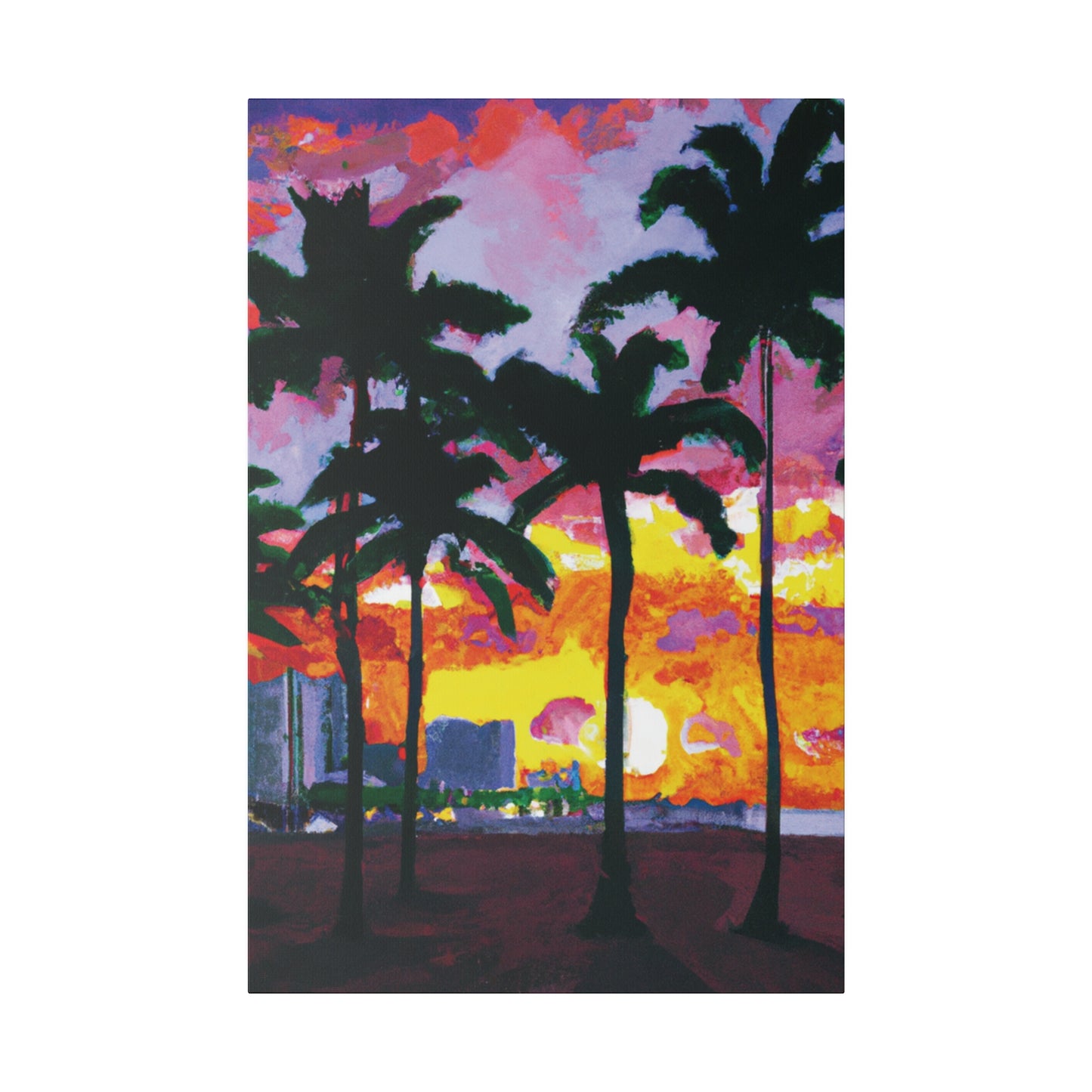 6342T - Miami Beach Sunset Painting Print | Miami | Beach | Sunset | Poster | Home Decor | Wall Art | Canvas
