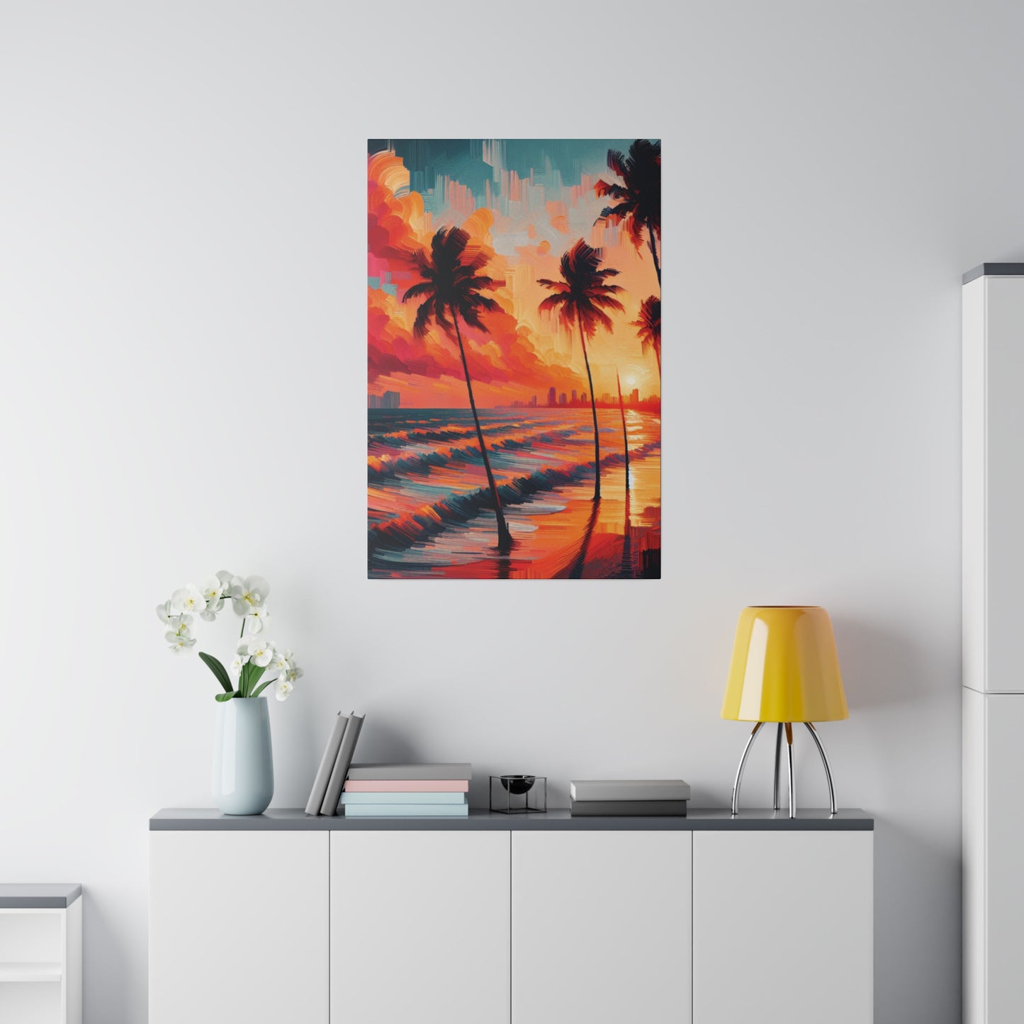 2476Z - miami beach art, sunset background, ocean art work, beach art work, sunset designs, miami beach painting, miami beach print