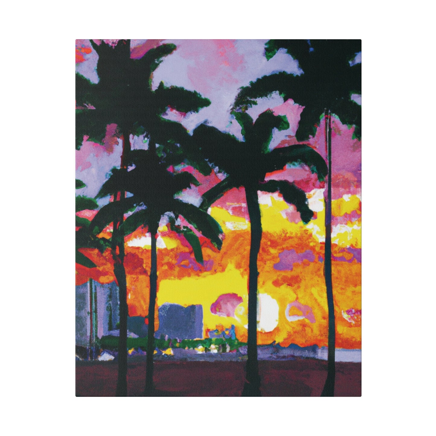 6342T - Miami Beach Sunset Painting Print | Miami | Beach | Sunset | Poster | Home Decor | Wall Art | Canvas
