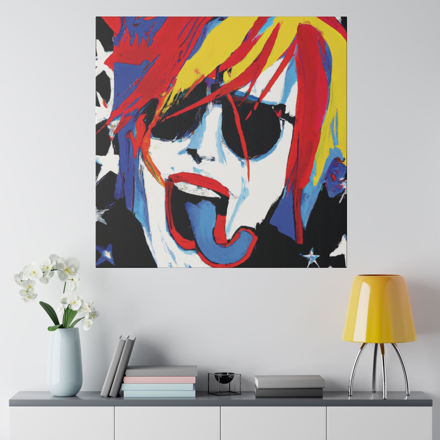 5376Y - Rockstar Painting Print | Face | Abstract | Poster | Home Decor | Wall Art | Music Art | Canvas