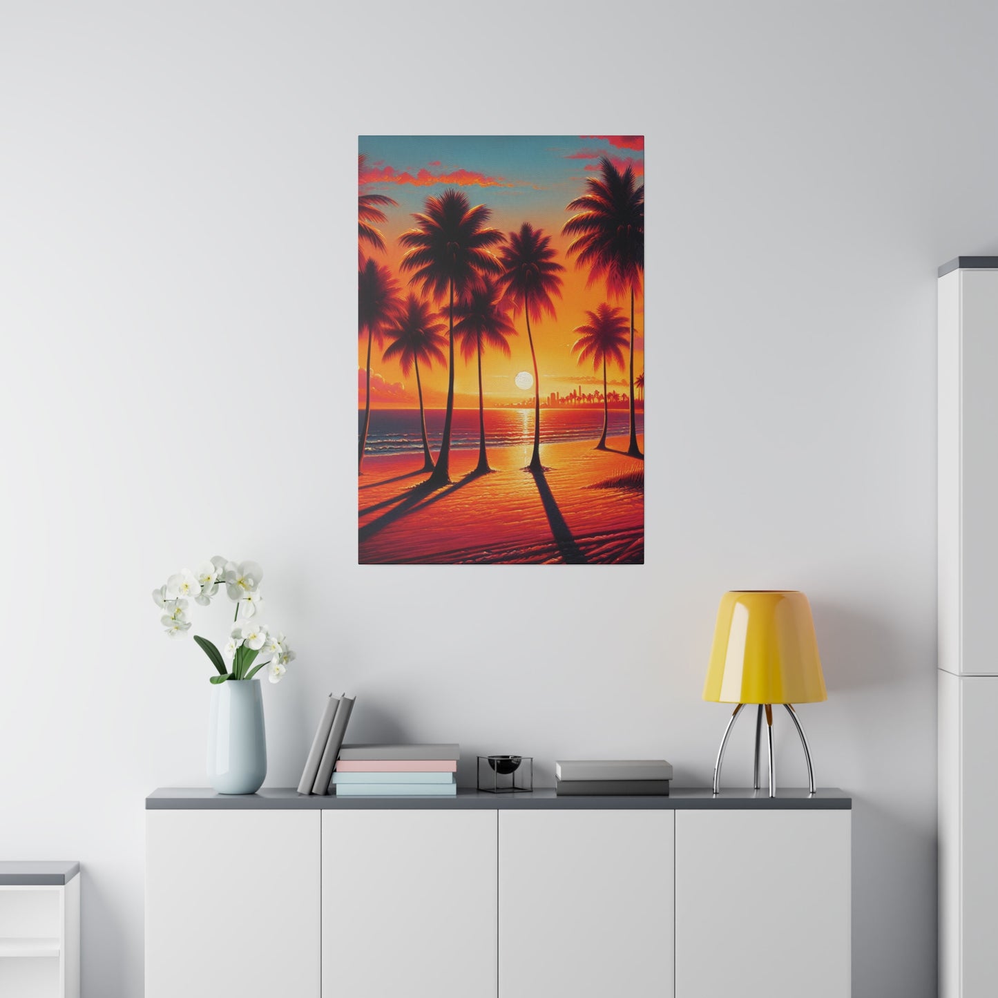 4387K - miami beach art, sunset background, ocean art work, beach art work, sunset designs, miami beach painting, miami beach print