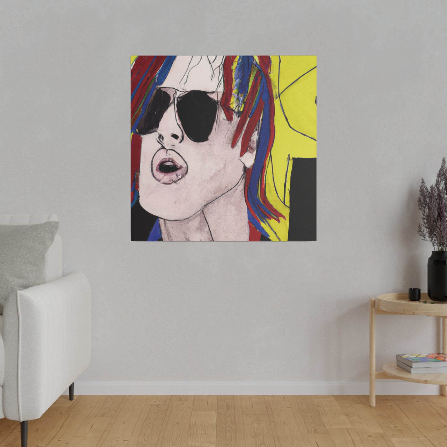 5296W - Rockstar Painting Print | Face | Abstract | Poster | Home Decor | Wall Art | Music Art | Canvas