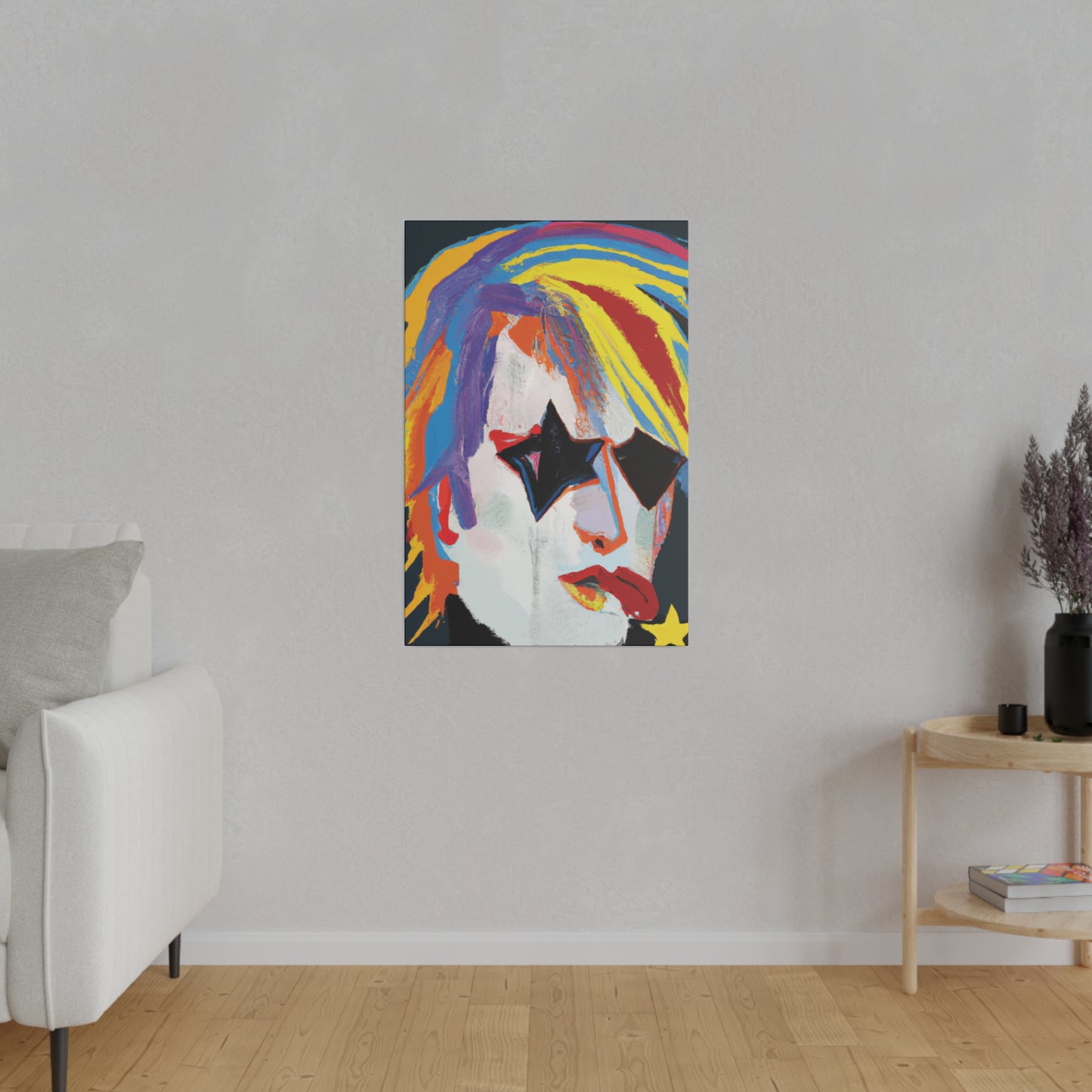 5673A - Rockstar Painting Print | Face | Abstract | Poster | Home Decor | Wall Art | Music Art | Canvas