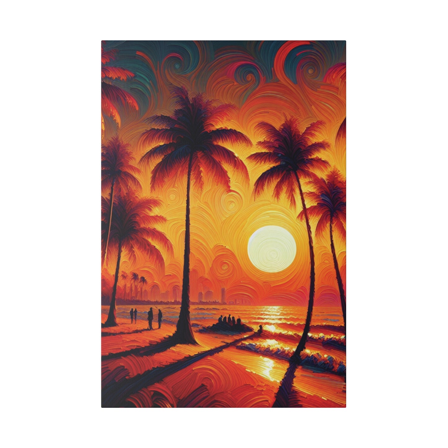 4267J - miami beach art, sunset background, ocean art work, beach art work, sunset designs, miami beach painting, miami beach print