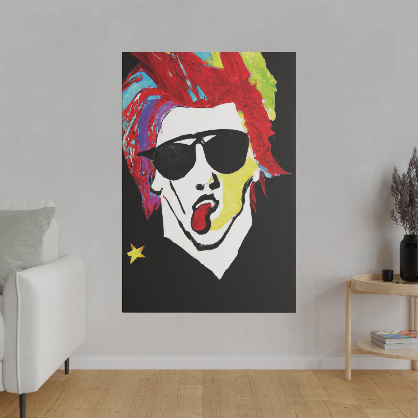 7799D - Rockstar Painting Print | Face | Abstract | Poster | Home Decor | Wall Art | Music Art | Canvas