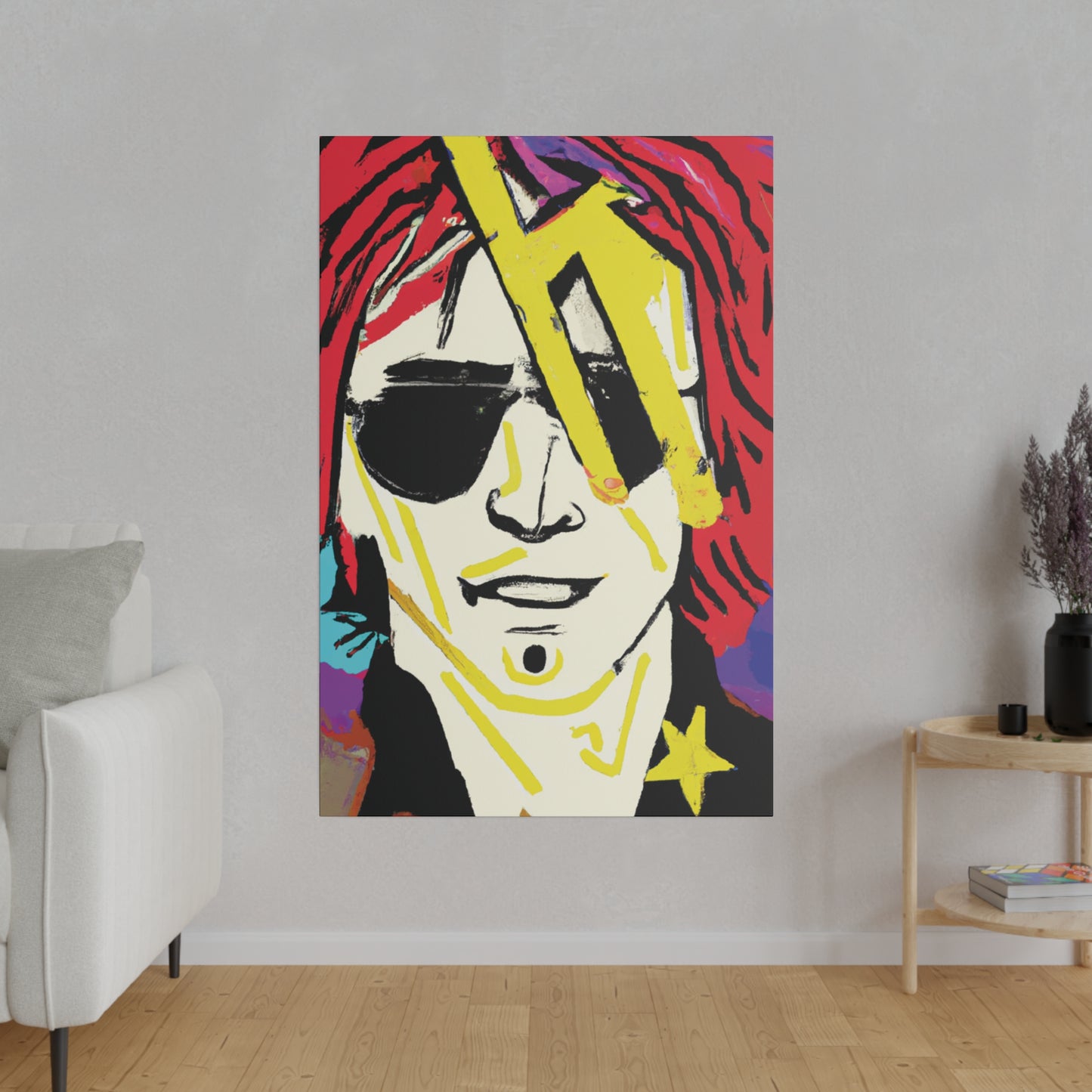 7106Z - Rockstar Painting Print | Face | Abstract | Poster | Home Decor | Wall Art | Music Art | Canvas