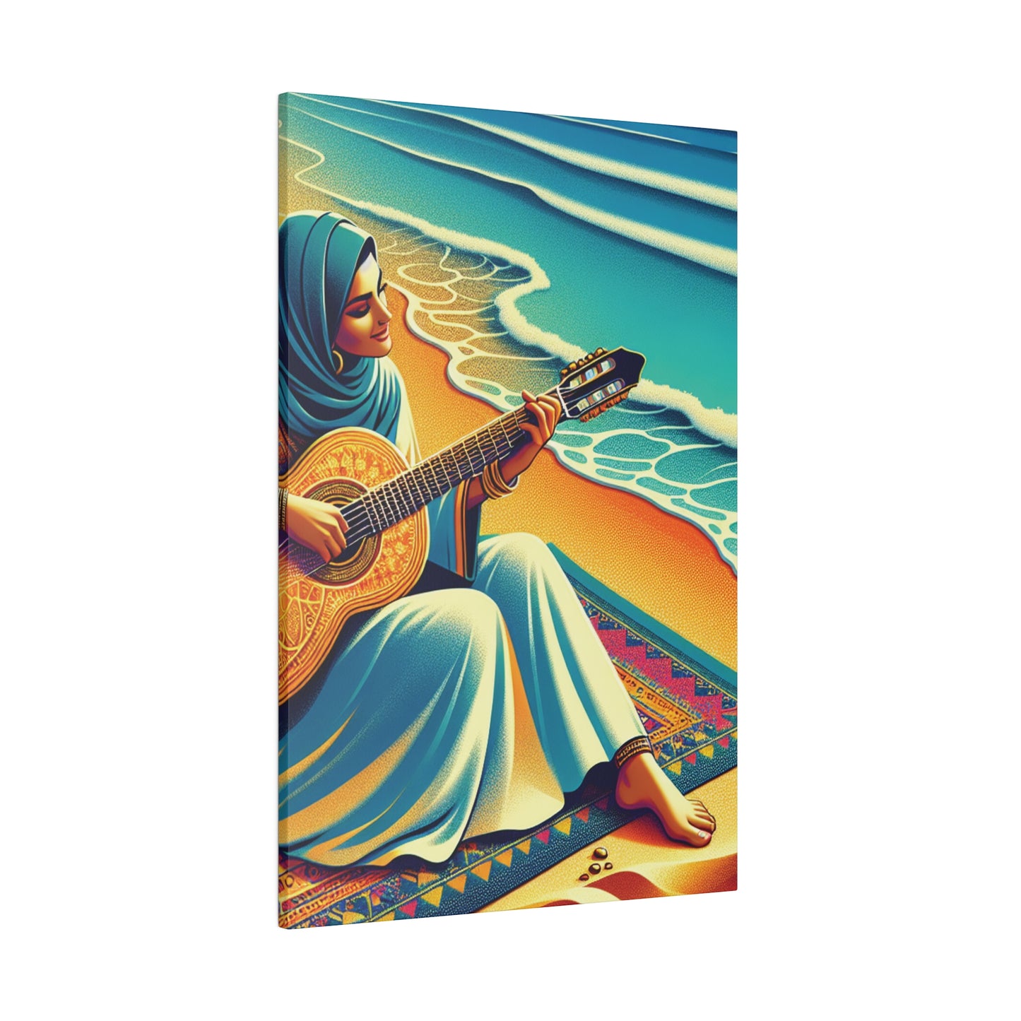 3129B - music art work, musician gift ideas, sunset background, sunset designs, ocean art work, beach art work, guitar art work, guitar player