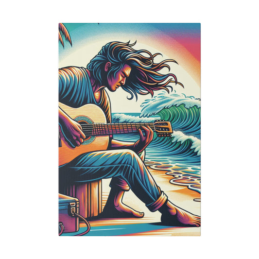 6294F - music art work, musician gift ideas, sunset background, sunset designs, ocean art work, beach art work, guitar art work, guitar player